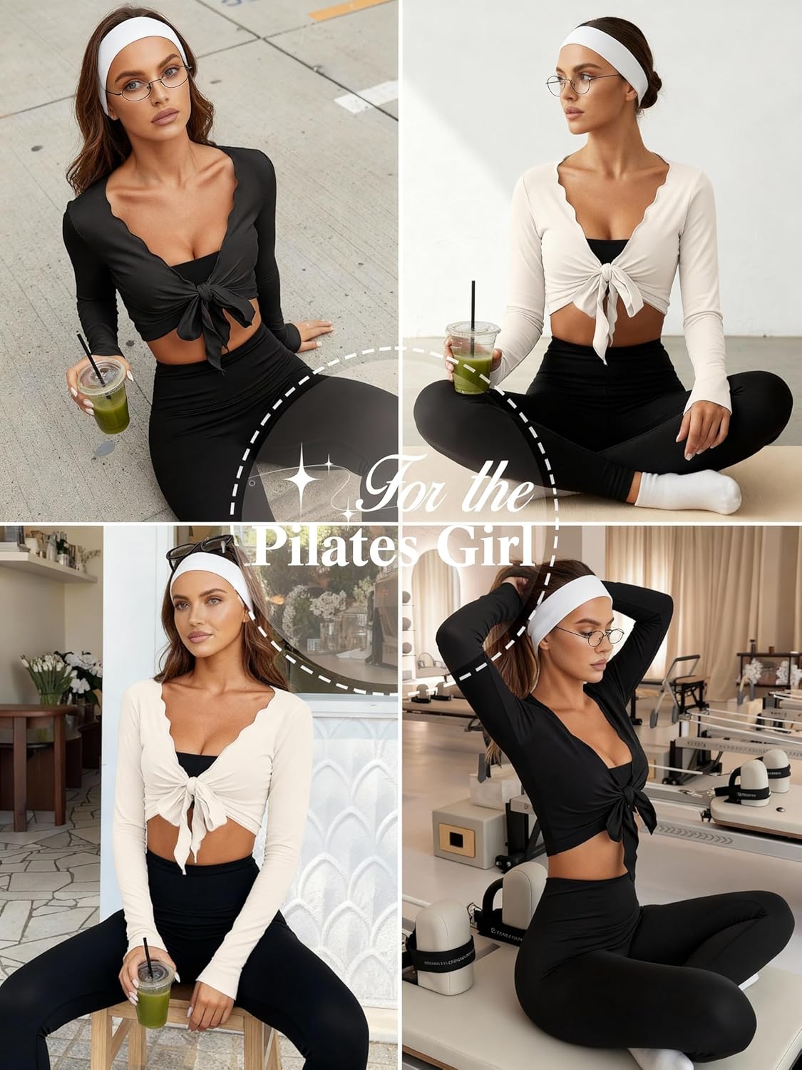 Coume 2 Pack Women Tie Front Wrap Tops Long Sleeve Pilate Ballet Ruffle Bolero Shrugs Crop Yoga Layering Workout Cardigan