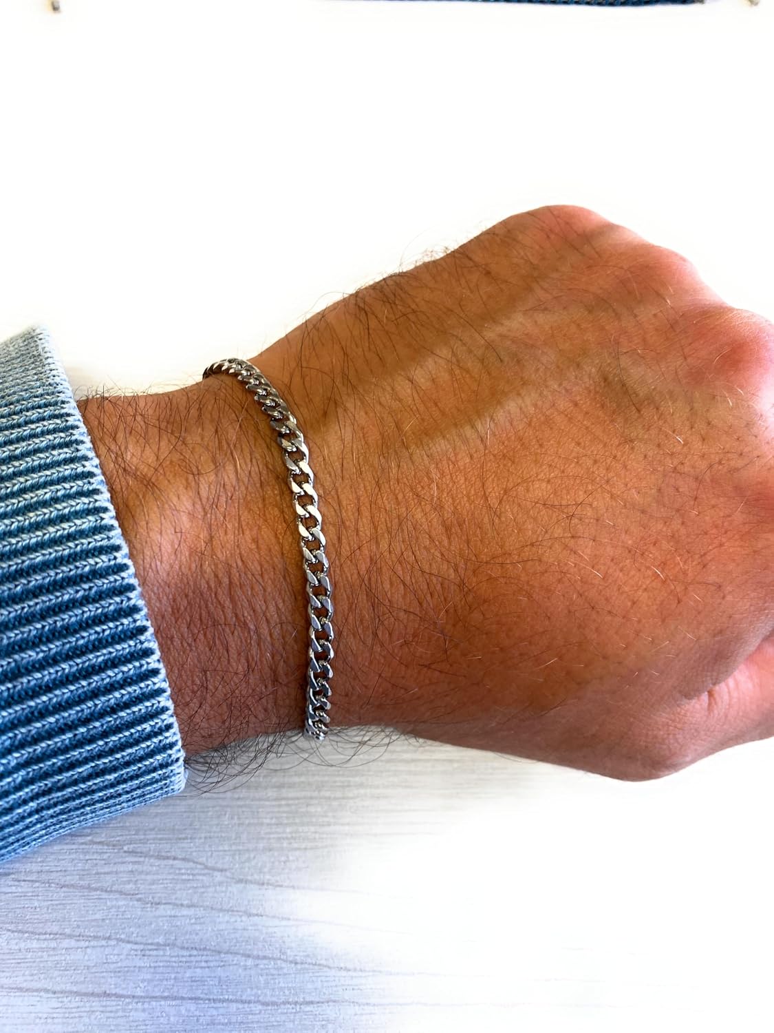 10:10 Men's Cuban Curb Chain Bracelet, Stainless Steel, PVD Bracelet Colour Black Blue Silver, Various Sizes and Sizes image 5