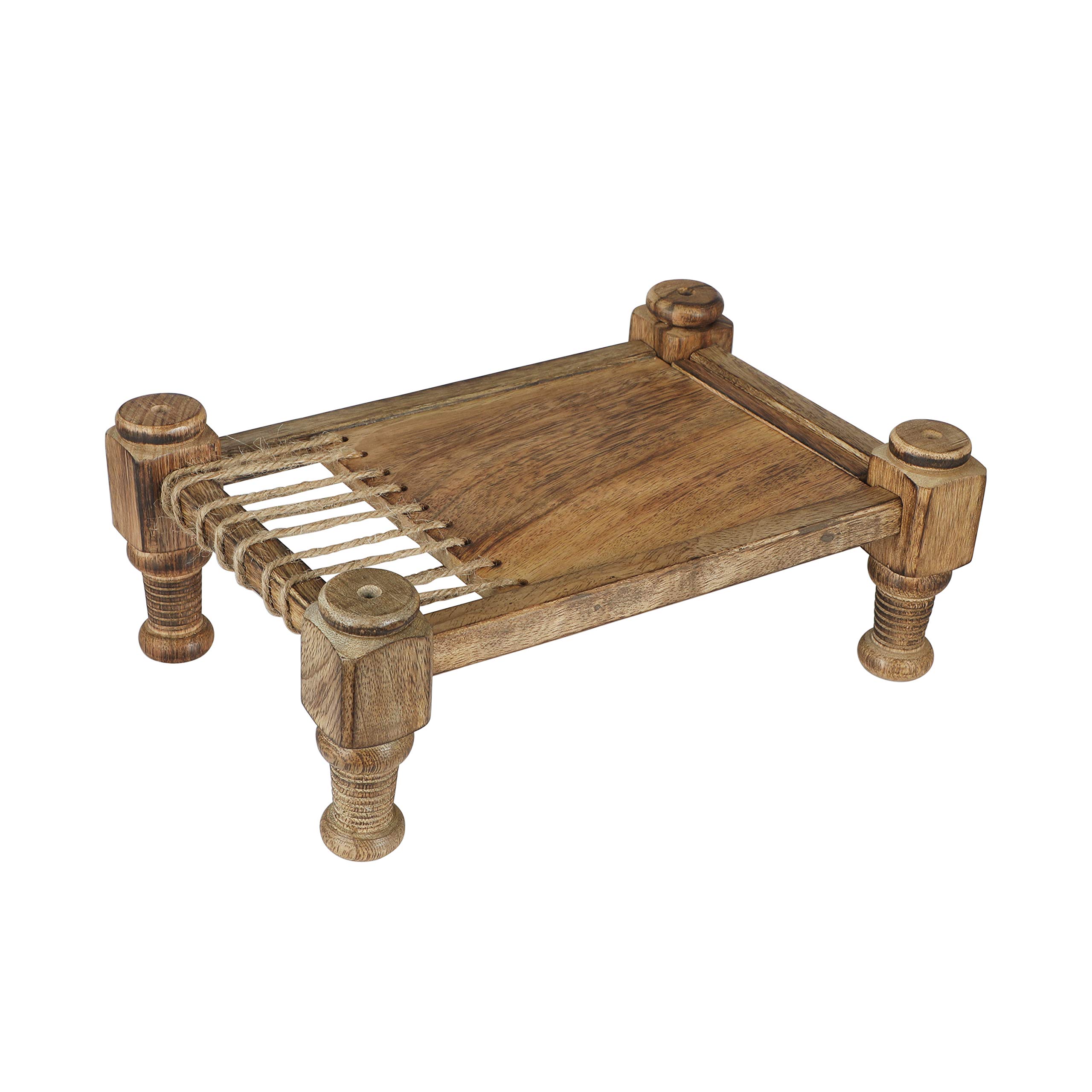 Terosa Rustic Manji Serving Tray - Std - 11x7.5x3.9inches - Indian Rosewood - Charpai Khaat Indian Cot