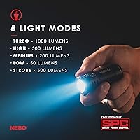 Vista 2 de NEBO Torchy linterna recargable de bolsillo 1,000 lúmenes, 5 modos de luz, base magnética y clip de acero, resistente al agua, linterna LED mini