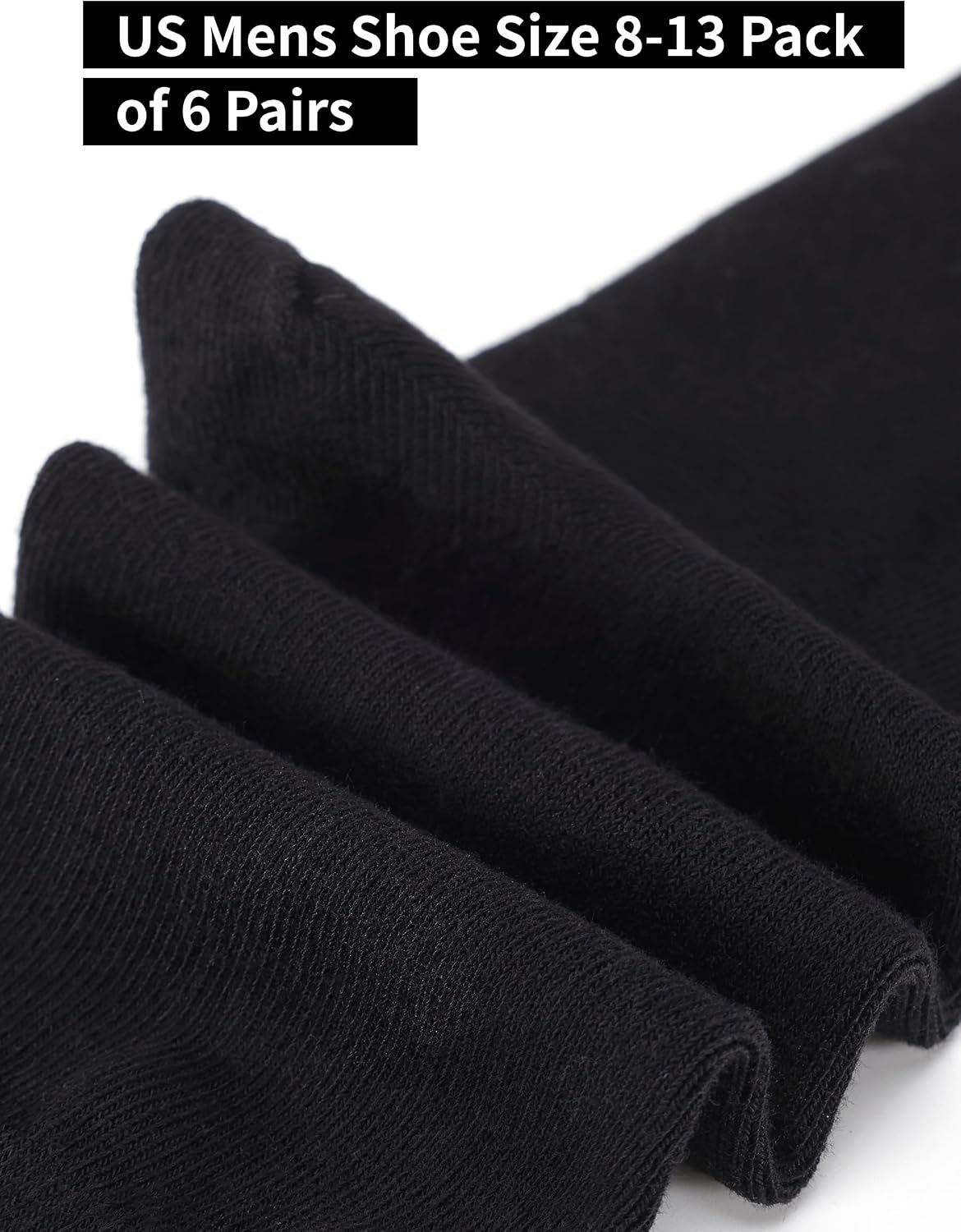 Forony Men's Crew Dress Socks 6 Pack, Black 97.5% Cotton Spandex, Breathable for Work Wedding