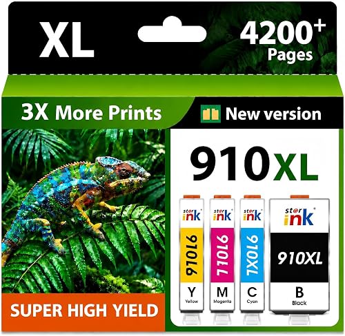 910XL Ink Cartridges Combo Pack for HP Printers Replacement for HP 910XL | Work with HP OfficeJet Pro 8020 8010 8030 8025 8035 HP910xl Replacement for HP 910 Ink 910XL Black and Color combo pack,4Pack