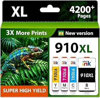 Replacement for HP 910 XL 910XL Ink Cartridges Combo Pack for HP Printers | Work with HP OfficeJet Pro 8020 8010 8030 8025 8035 HP910xl Replacement for HP Ink 910XL Black and Color combo pack,4 Pack