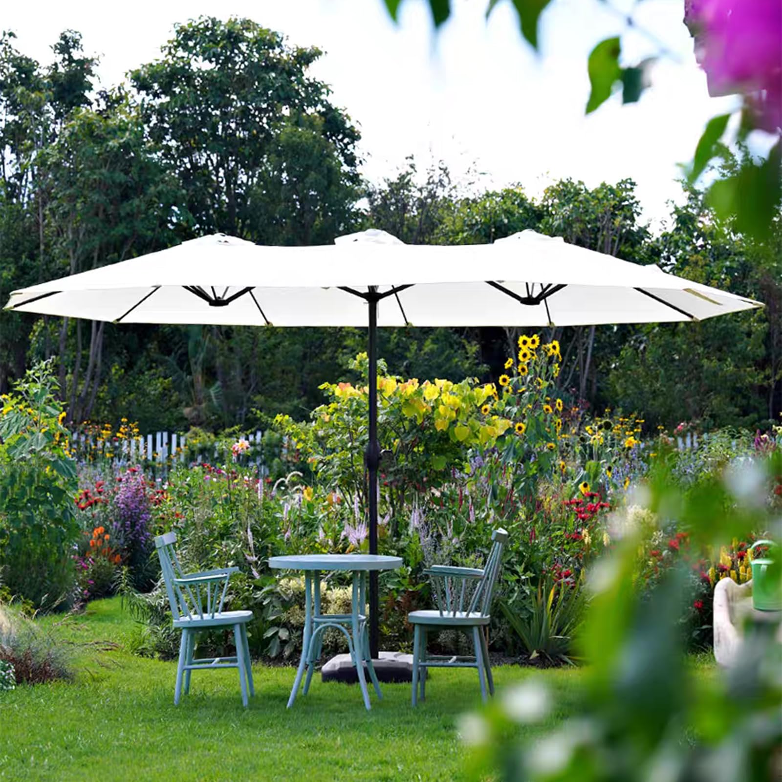 Parasol ogrodowy bardzo duży parasol tarasowy trzygłowy parasol tarasowy na zewnątrz parasol na patio żelazny stojak na parasol, parasol na stół na zewnątrz, parasol plażowy