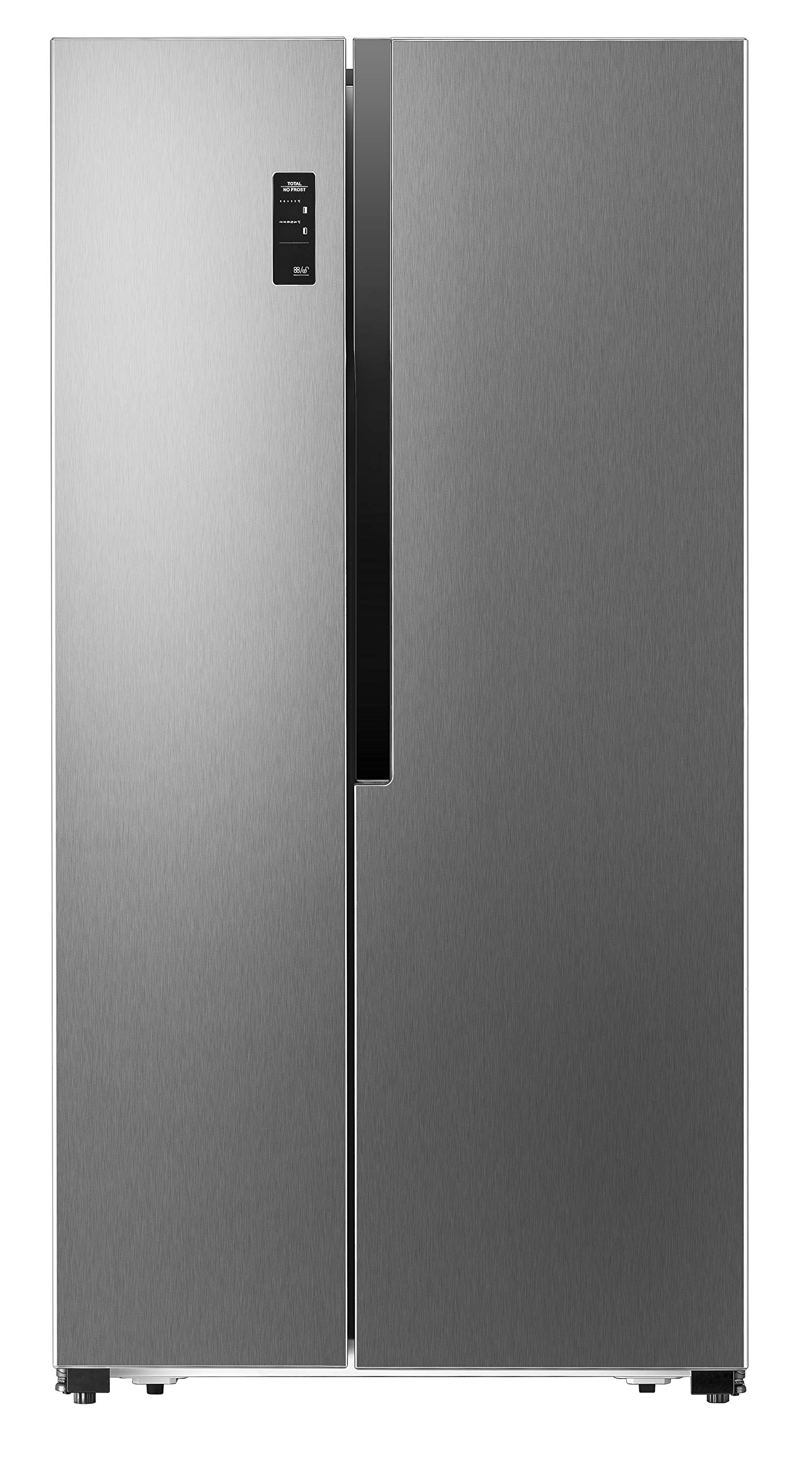 Inverter technology, 566 litre, 910mm wide, 2 door side by side fridge freezer, No Frost, touch LED control & display. A+ energy rated, Silver, mark free finish - 10 Year Compressor Warranty