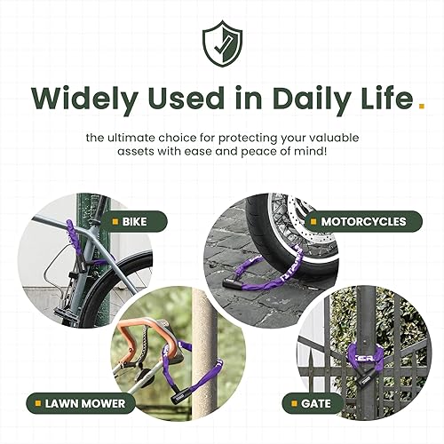 Miniatura 8 de Titanker Candado de cadena para bicicleta con llaves, 3.3 pies de seguridad, resistente, antirrobo, cadena de bicicleta para bicicleta, motocicleta,