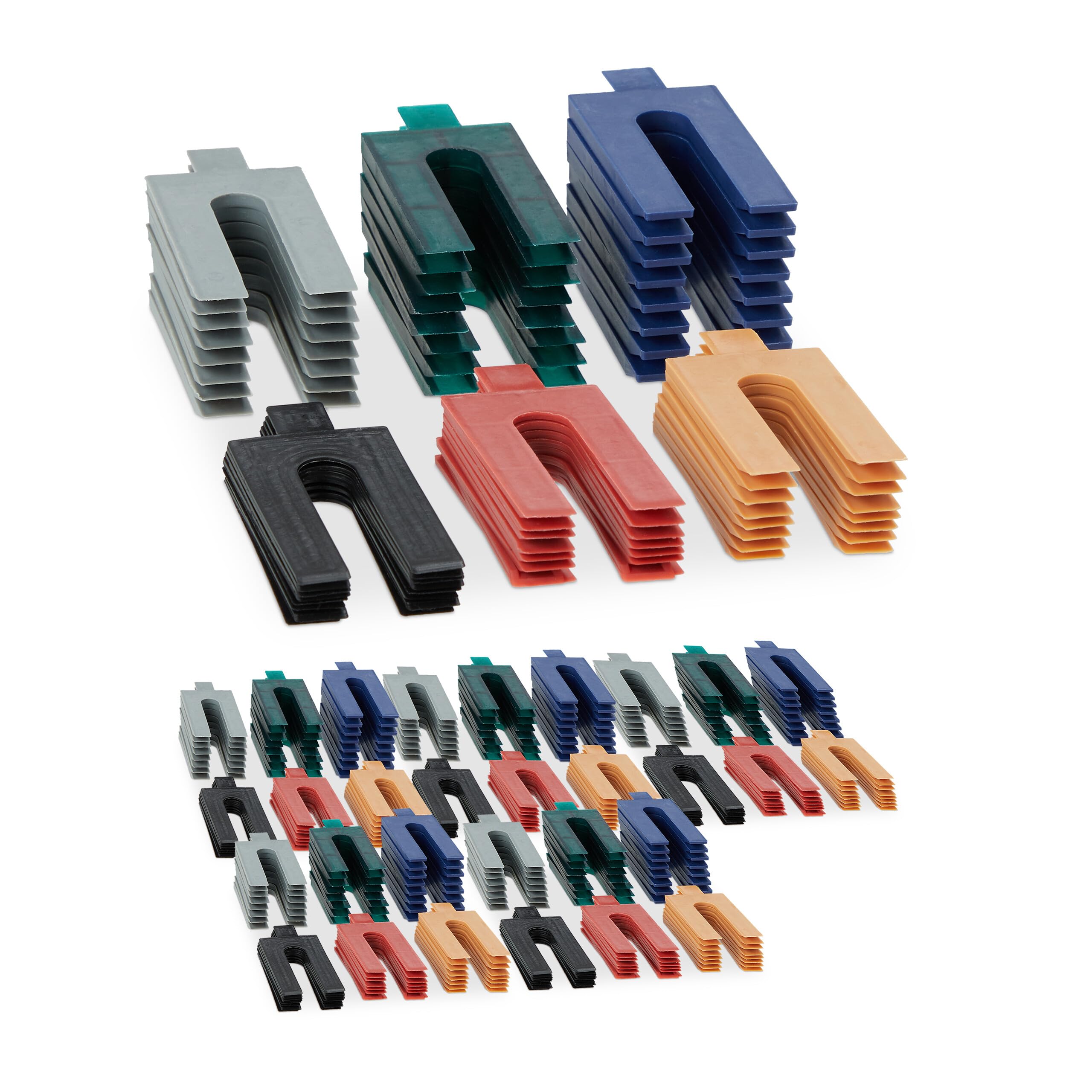 Relaxdays Abstandshalter Kunststoff – 288er Set in 6 Größen (1–6 mm)