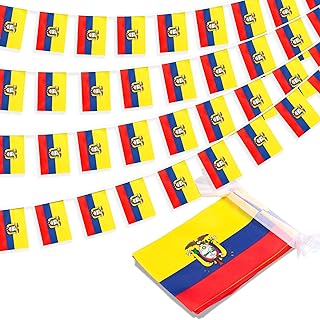 Ecuador String Flag Pennant Banner, Small Mini Ecuadorian Flags Bunting Banner, National Country Decoration for School, Party, Sports Events, Patriotic Festival, 33 Feet 30 Flags