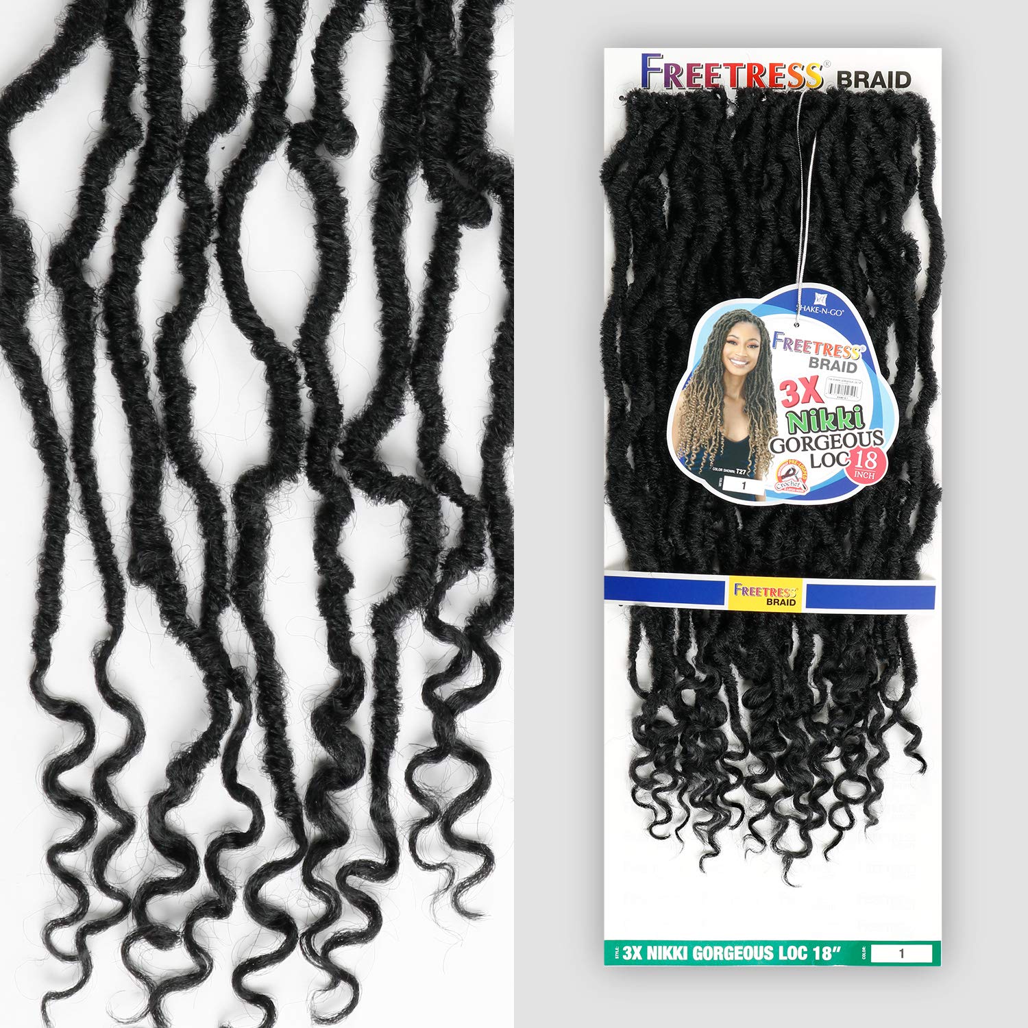 FreeTress Crochet Braids 3X Nikki Gorgeous Loc 18" (3-pack, 1)