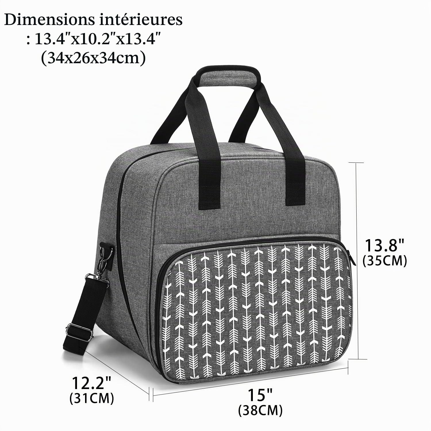 Yarwo Sac de Rangement pour Surjeteuse, Planche de Bois Amovible | Avec Planche Bois Amovible, Rembourrage Épais, Poche Devant avec 3 Pochettes et Poches Translucides pour Surjeteuses