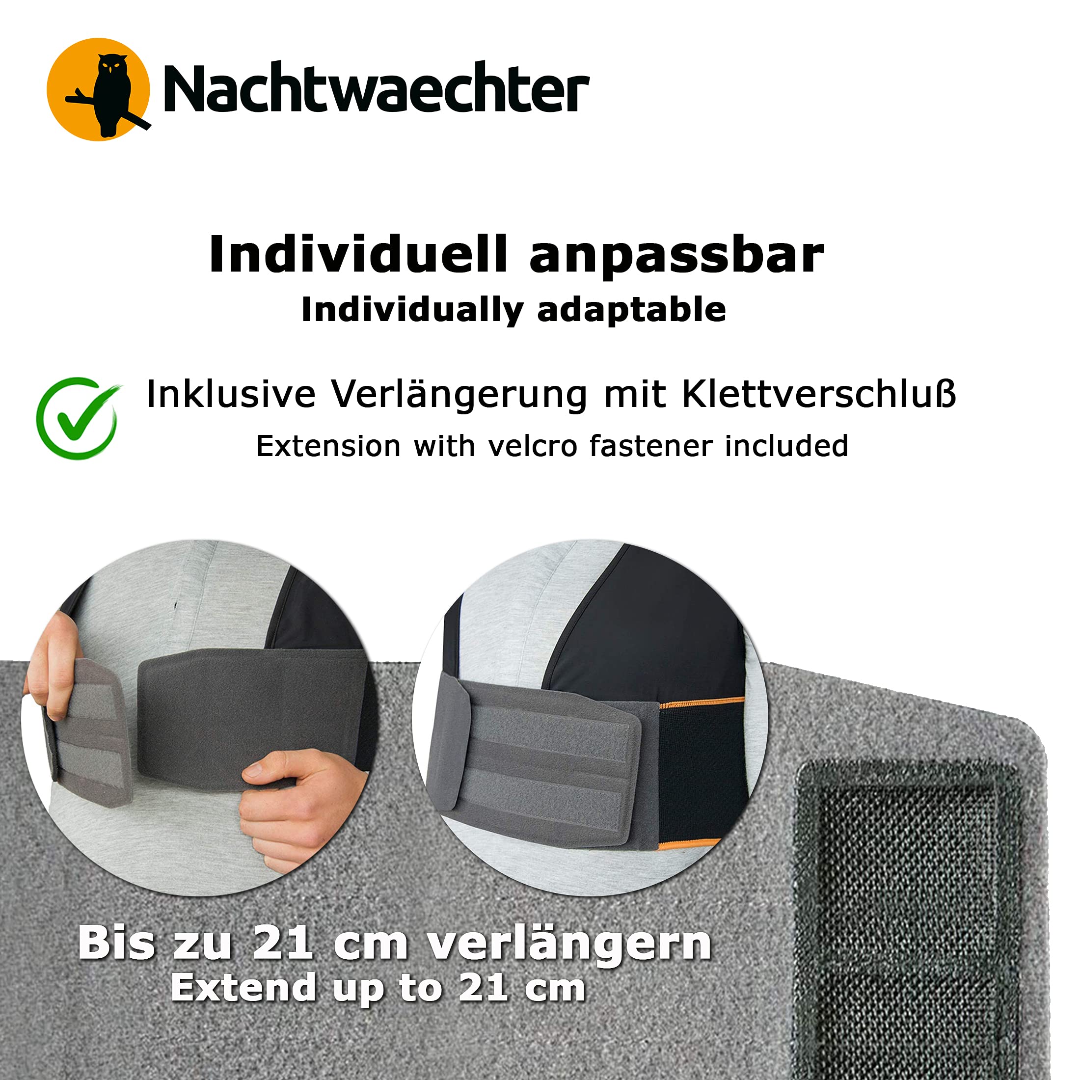Nachtwaechter Anti-Schnarch Set Schlafweste Klettverlängerung Reisetasche Gr. L/XL