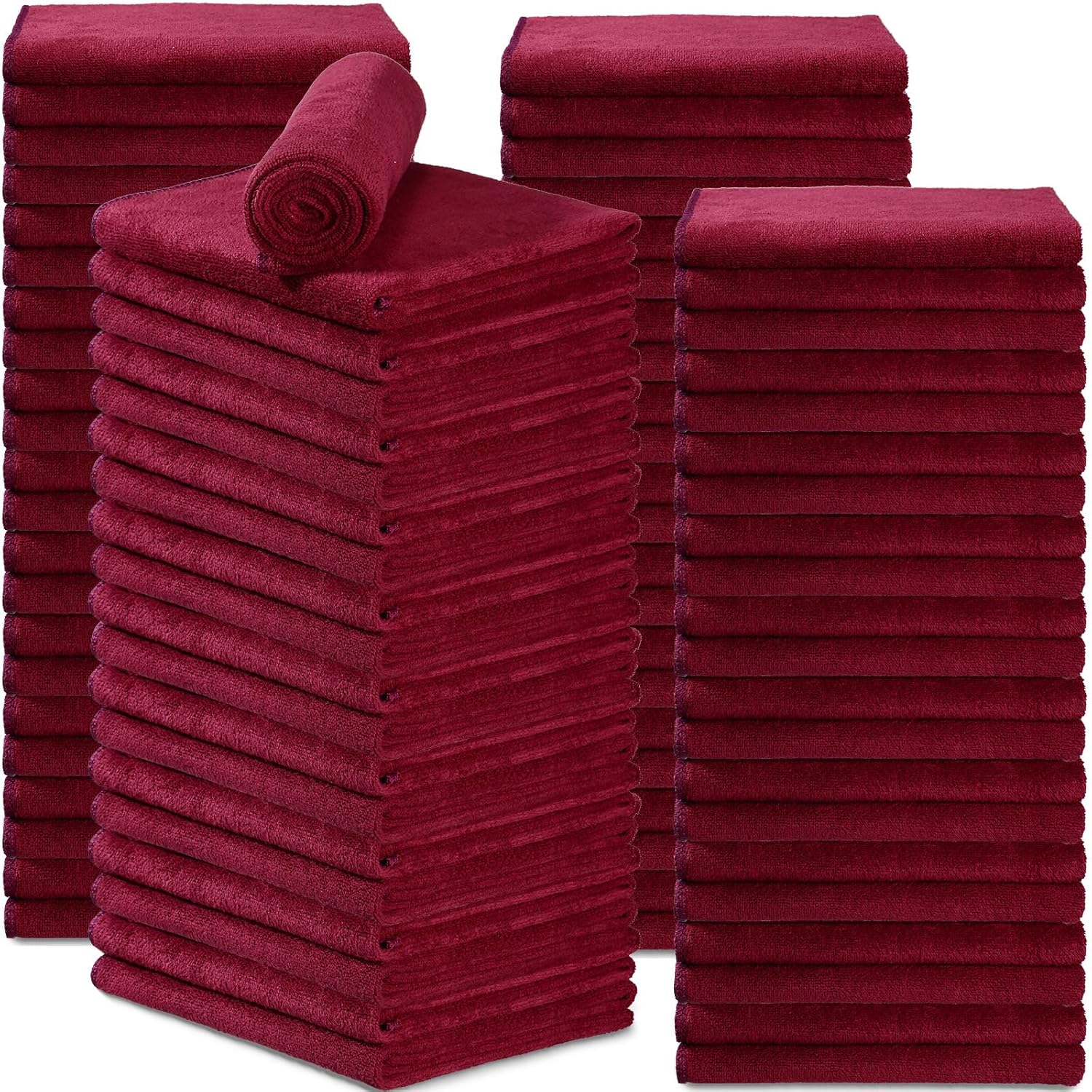 ( incomplete )newwiee 72 pack microfiber bleach proof towels bulk for salon 18 x 30 inch dry lint free hair drying hand towels for hair, gym, bath, spa, shaving, barber(red)