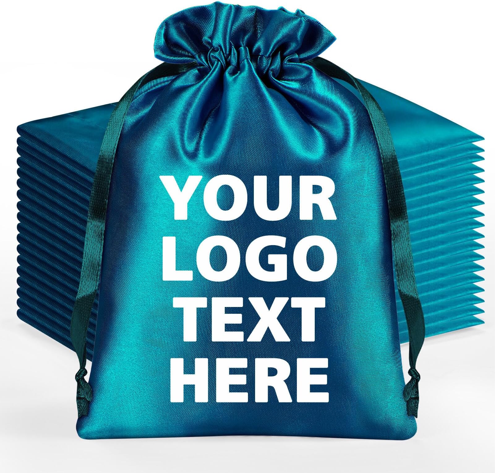 Chrifansi Custom Silk Satin Bags with Drawstring, 30 Pack Personalized Printed Logo Gift Bags Jewelry Pouch Cosmetic Bags(7.08x5.11Inches)