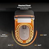 Vista 4 de WinZo Inodoro inteligente, inodoros sin tanque de limpieza dinámica con secadora, inodoro ADA Comfort de una pieza con bidé de agua tibia, inodoro