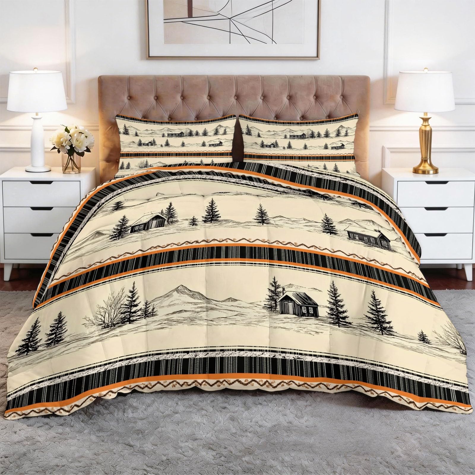 Couette 160x200 pour lit 2 personnes beige douce et respirante utilisable toute l'année 4 saisons