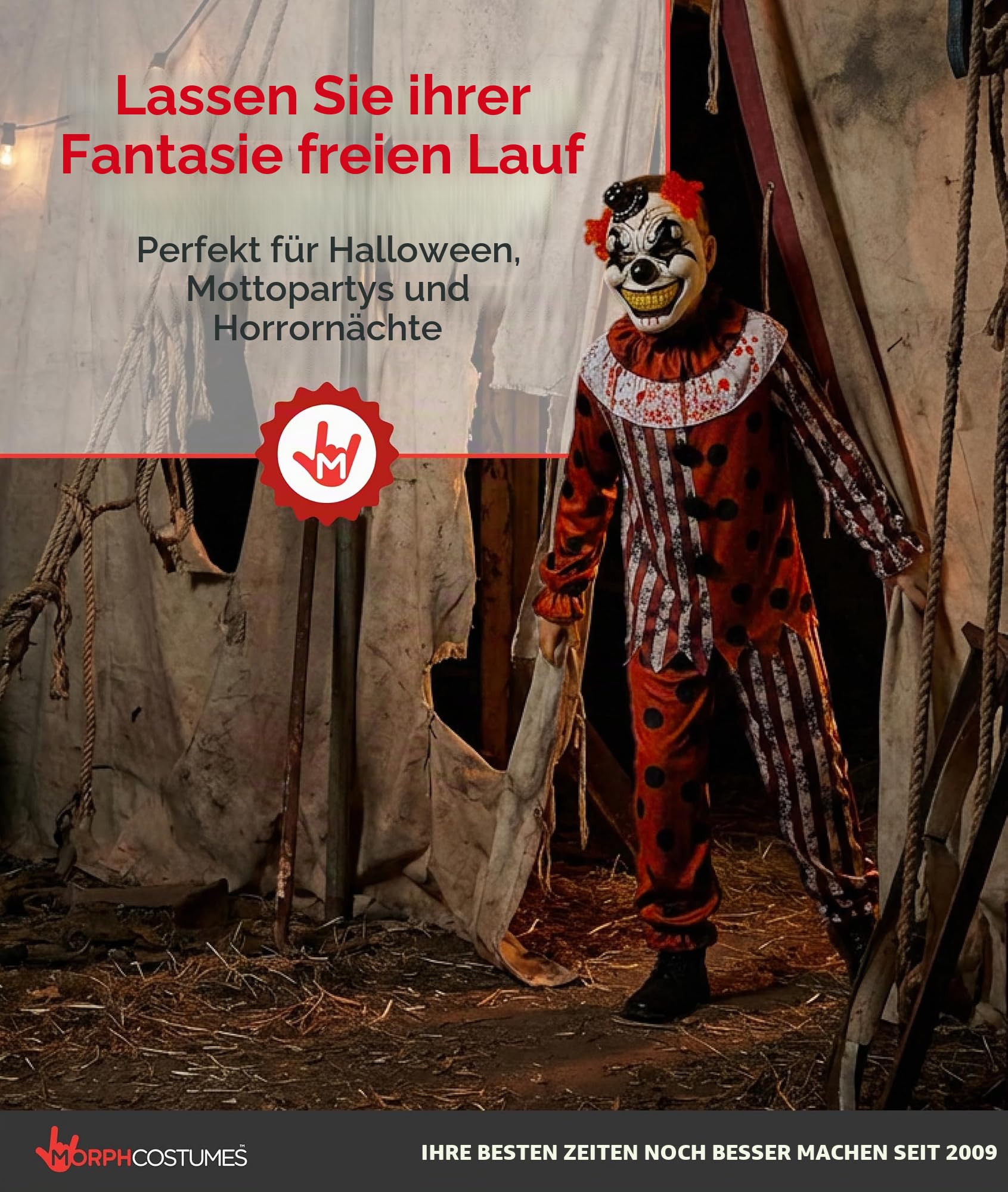 Morph Clown Kostüme für Kinder, Halloween Kostüm Kinder Clown, Horrorclownkostüm Kinder, Kinder Kostüm Clown, Clown Kostüm Jungen in 5 Größen (3-4 Jahre, S, M, L, XL)