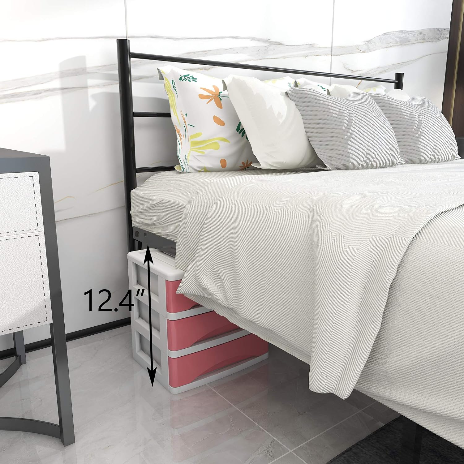 Metal Bed Platform Frame with Headboard and Footboard Mattress Foundation Heavy Duty Steel Slat Support Box Spring Replacement for Kids Adult Beds (Full, Black)