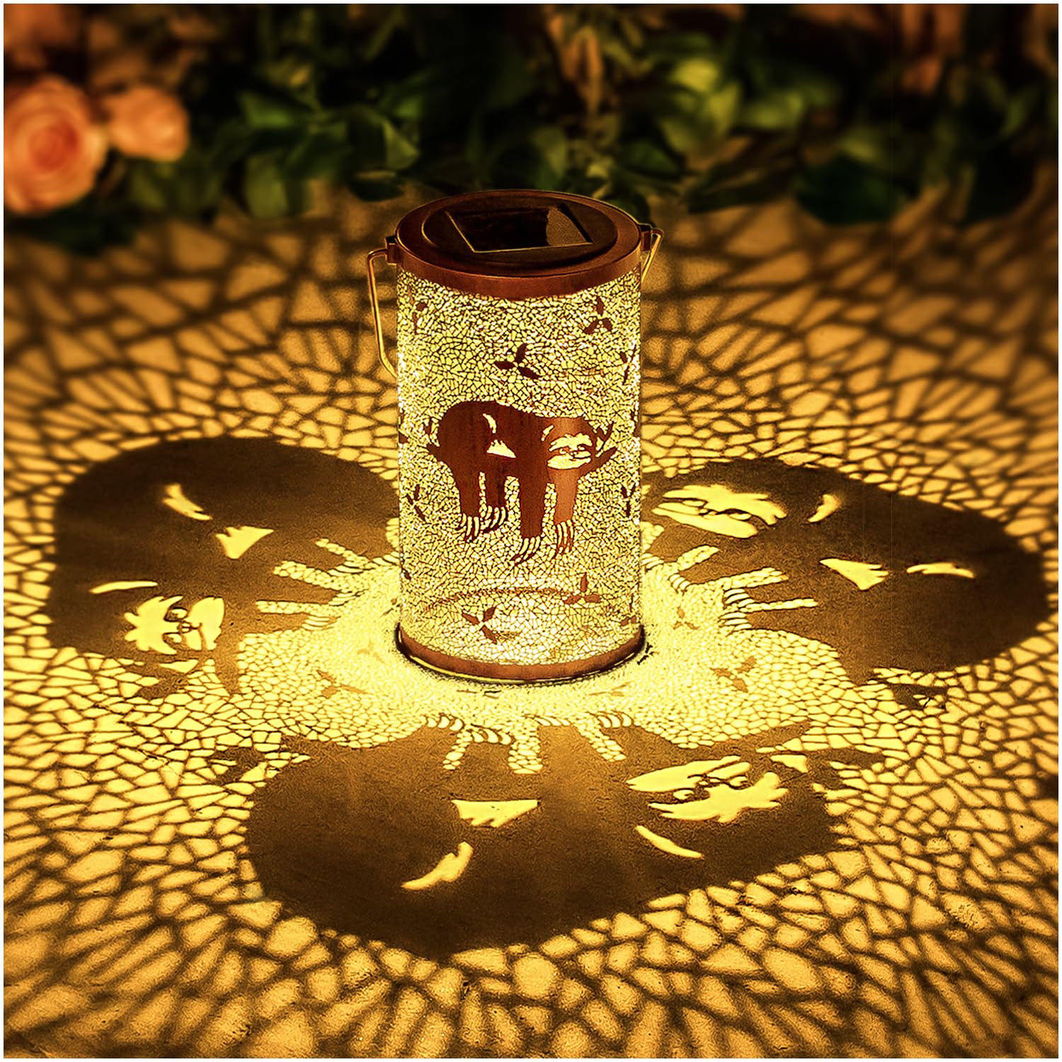 Sloth Solar Lanterns Outdoor Waterproof Hanging Solar Lights Sloth Gifts for Women Men Metal Decorative LED Sloth Lanterns for Garden Decor,Yard,Patio