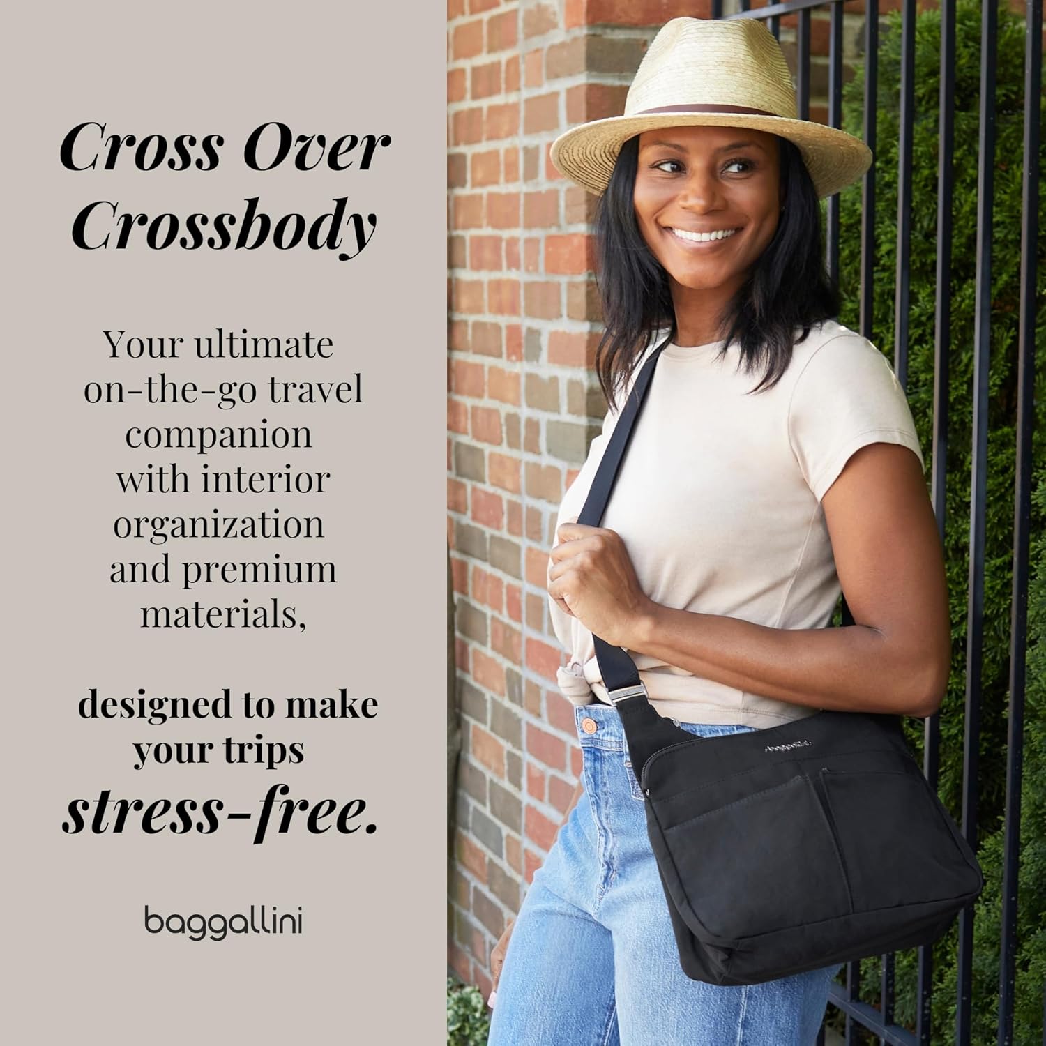 Baggallini Crossbody Travel Bag 11x8.5 Lightweight Water-resistant Nylon Handbag - Image 3