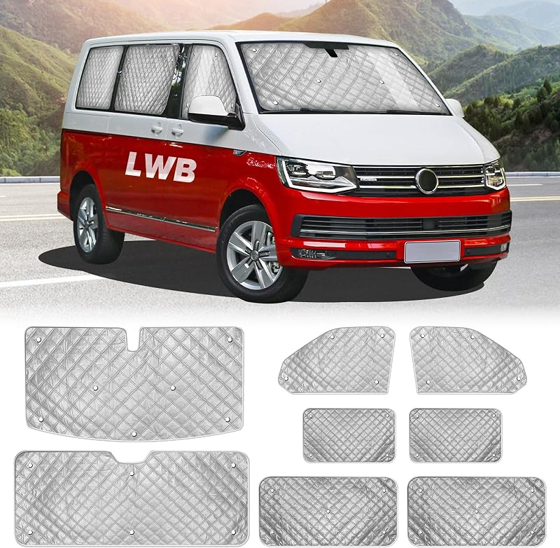 MaxEarn 8 részes hővédő szőnyeg VW T5/T6 fülkéhez, napvédő roló szett, hőszigeteléssel