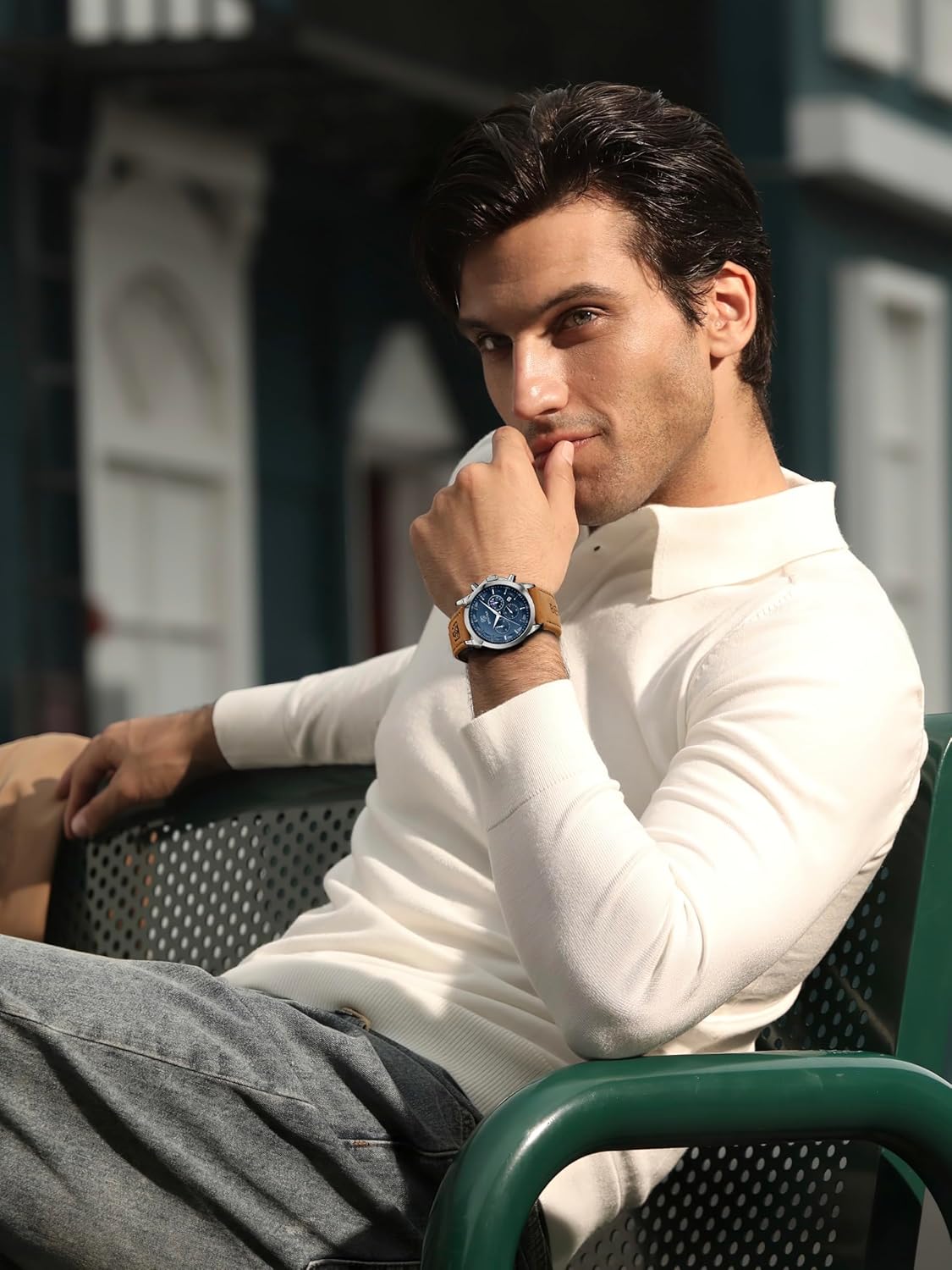 BENYAR Mens Watch Analog Quartz Movement Chronograph Stylish Casual Wristwatch with Stainless Steel Bracelets Waterproof Luminous Date Watches Elegant Gift for Men - Image 2