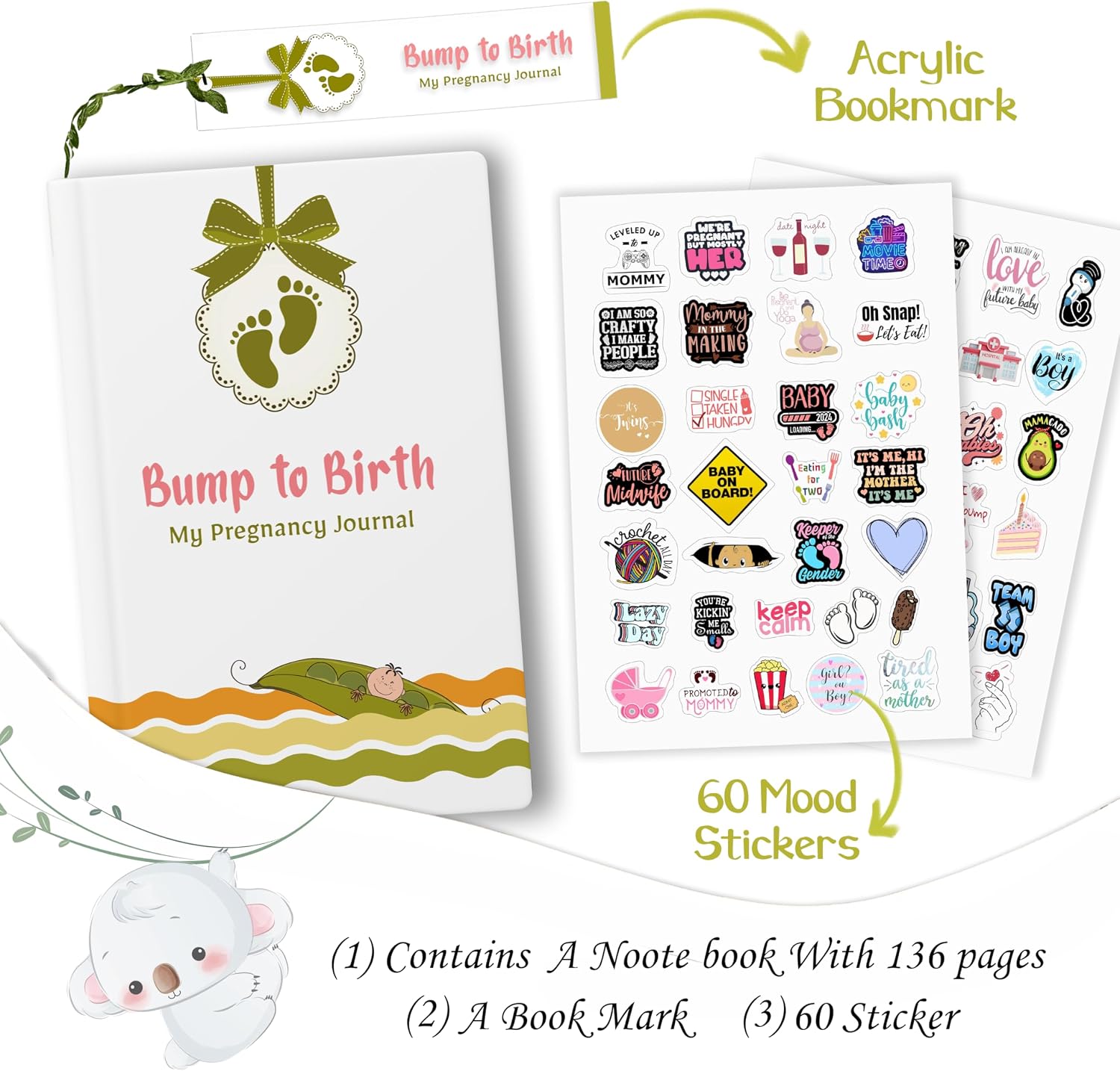 Rousrie 40 Week Pregnancy Journal Book, Record Memories of Baby In Womb With Pregnancy Tracker, Affirmations For Expecting Mothers, Giftings For Pregnant Women, Gifts For Baby Shower