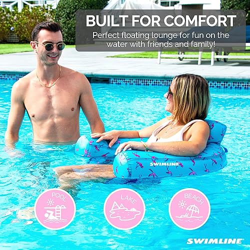 Miniatura 9 de Swimline asiento en forma de U inflable cubierto de tela para alberca