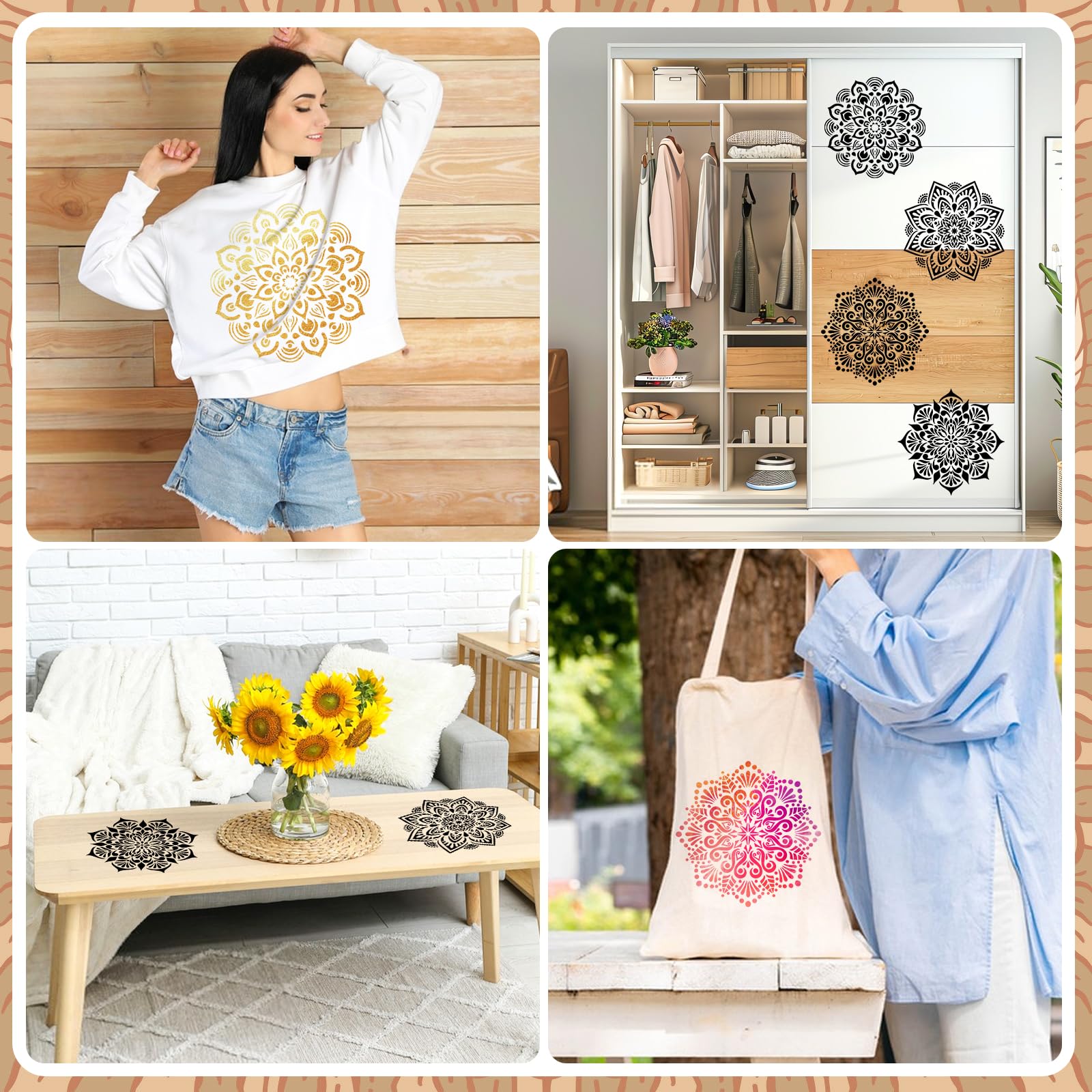 Stencil Natalizi Stencil Riutilizzabili Per Pittura, 13 Cm, Motivo: Gatto, Cartello Stradale, Stencil Per Fai Da Te, Pareti, Piastrelle, Tessuto, Legno, Mobili, Roccia, Canva, Decorazioni Per La Casa Stencil Bambini - 4