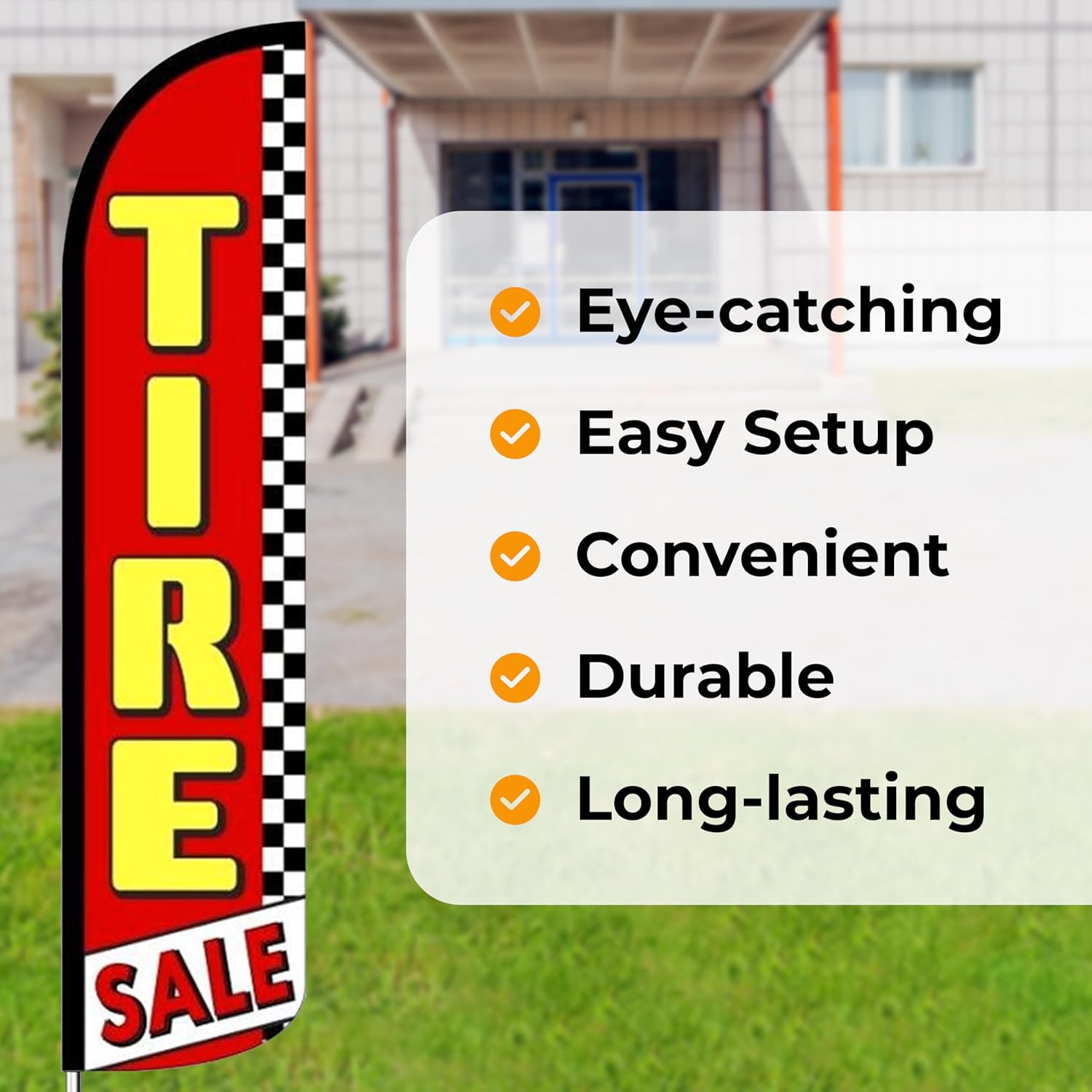 OnPoint Wares Tire Sale King Flags – 2 Pack | 3 ft x 11.5 ft Large Outdoor Advertising Flags for Tire Shops | Highly Visible Weatherproof Polyester Business Banners | (Hardware Not Included)