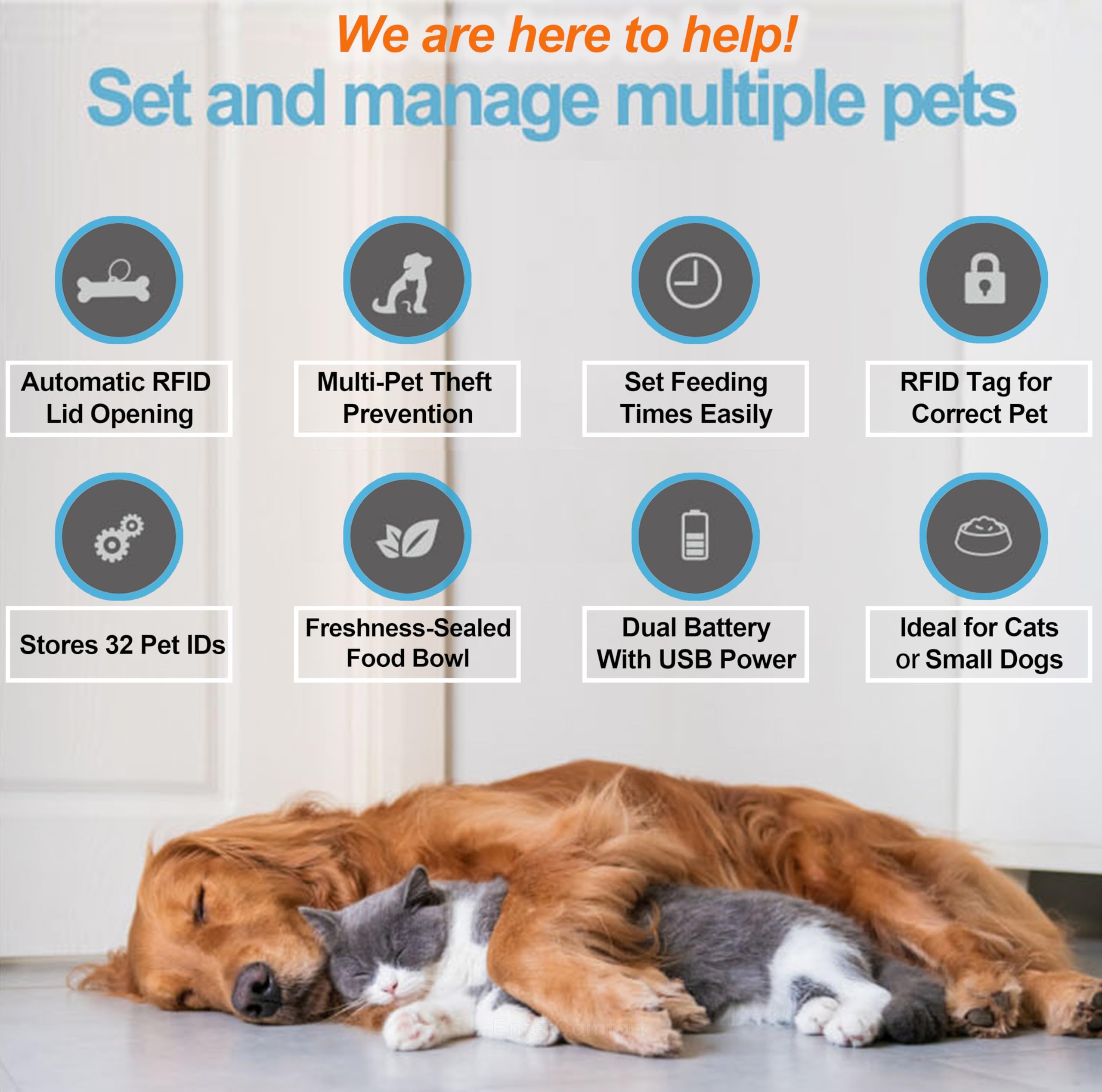 Furrify Automatic Pet Feeder with Active RFID Technology, Dual Source Battery/USB - Prevents Food Stealing, Perfect for Prescription Diets, Schedules Meals for Multiple Pets (Cats & Dogs) (White) - image 5