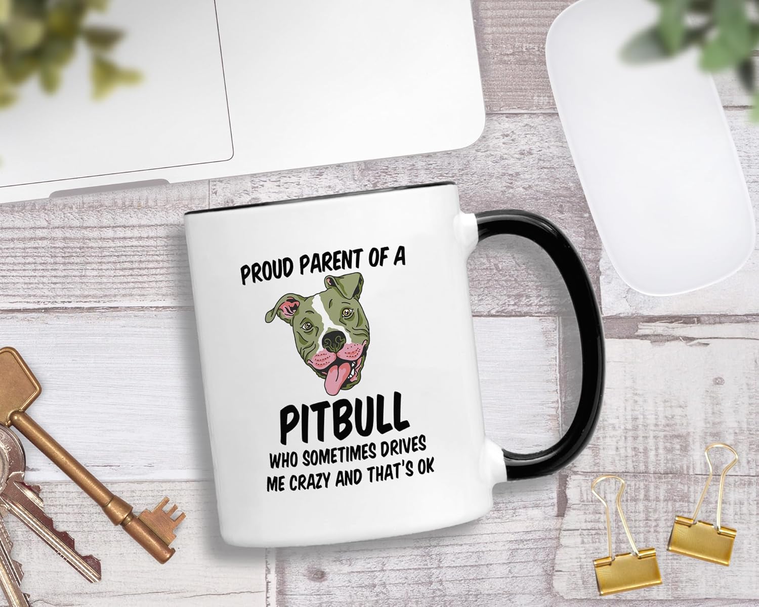 Casitika Pitbull Mug. 11 Oz Pit Bull Dad Coffee Cup. Proud Parent Of A Pitbull Dog Who Sometimes Drives Me Crazy And That's Ok. Idea Gifts For Mom On Her Birthday. - Image 2