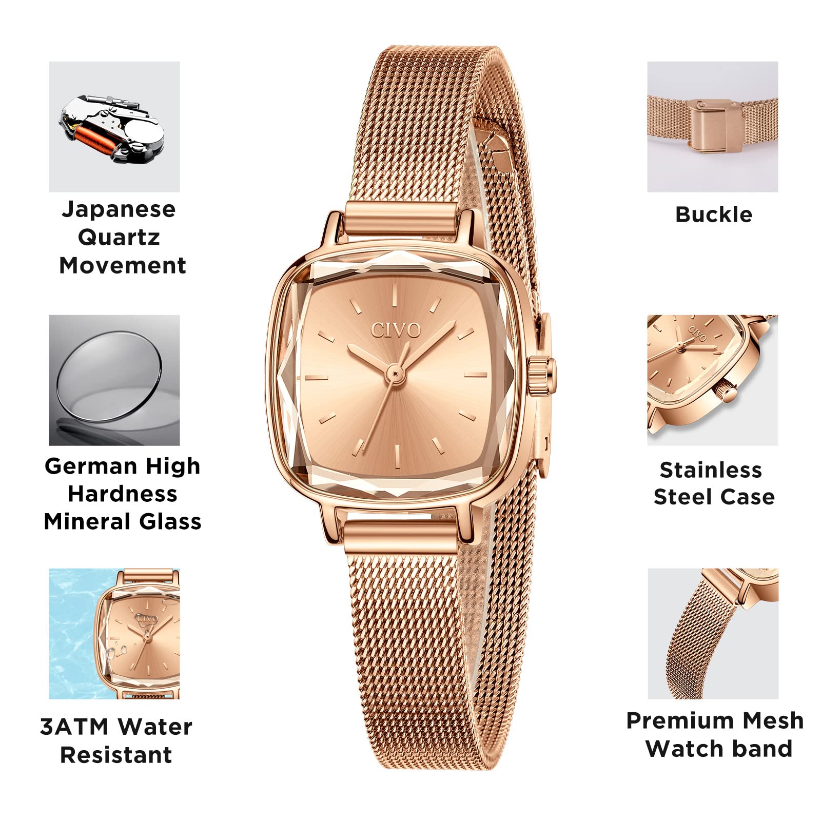 CIVO Orologio Donna Analogici Ultra Acciaio Inossidabile Orologi Donna Sottile Impermeabile Orologio da Polso Donna Abito Elegante Quadrante Donne Signore Ragazze
