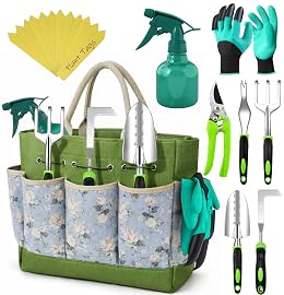 Heavy Duty Gardening Tools - Gardening Gifts for Women, Men, Mom, Dad - Durable, Ergonomic Garden Tools Set (Floral)