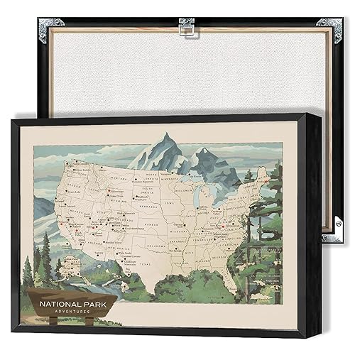 Retro Usa Park Push Pin Travel Picture Canvas Posters National