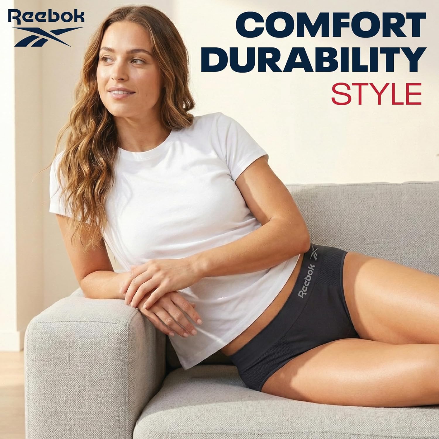 Reebok Hipster Panties for Women - 5 Pack Stretch Performance Seamless Underwear with Relaxed Tag-Free Waistband (S-XL) - Image 4