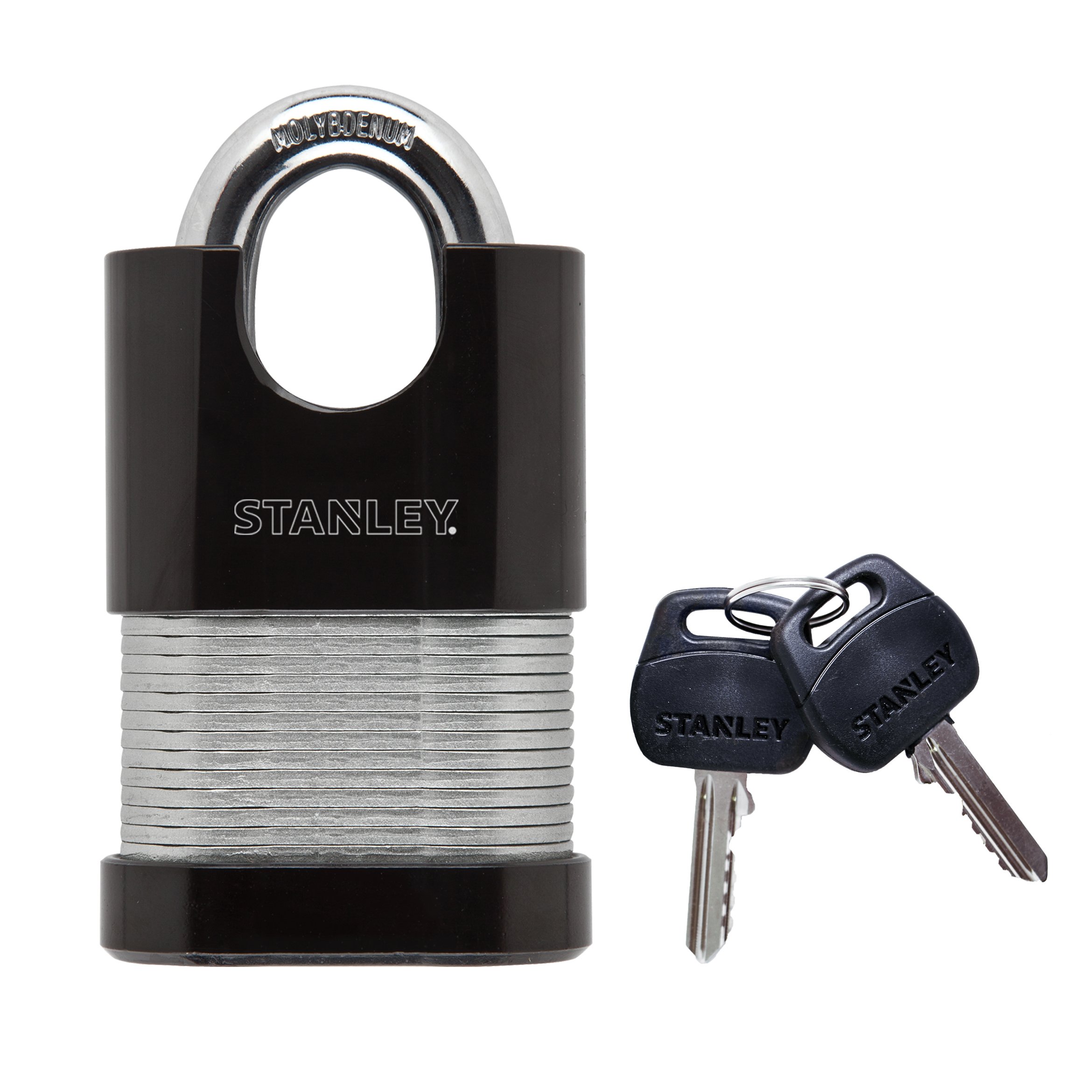 STANLEY Security 24/7 Shrouded Laminated Vorhangschloss 50mm mit Standard-Bügel,2 Schlüssel,S742-004, Schloss, Bügelschloss