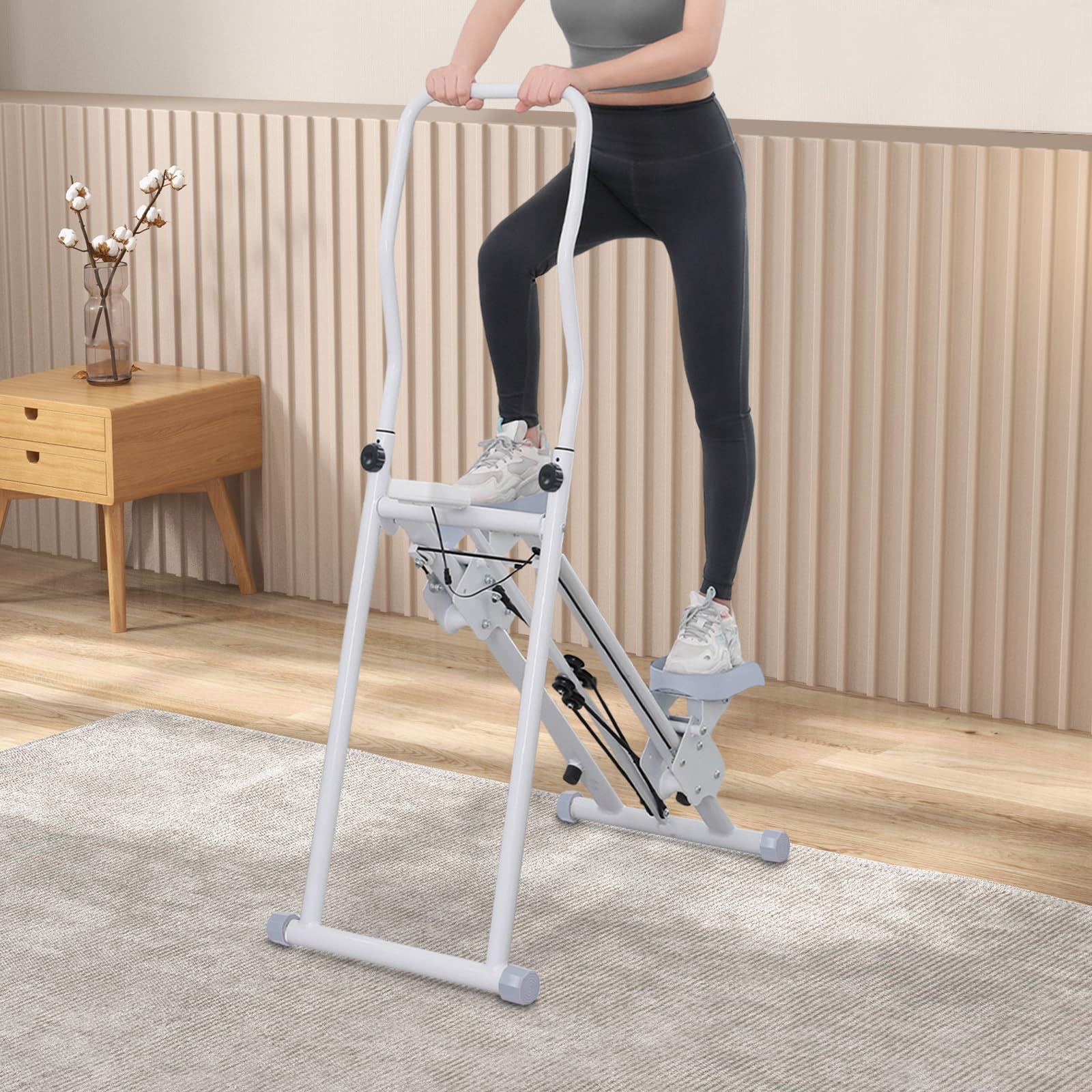 Scala LCD Stepper con manico Vertical Stair-Master pieghevole Cardio Esercizio Climber Manubrio e Pedali regolabili fino a 150 kg per esercizio domestico palestra allenamento completo
