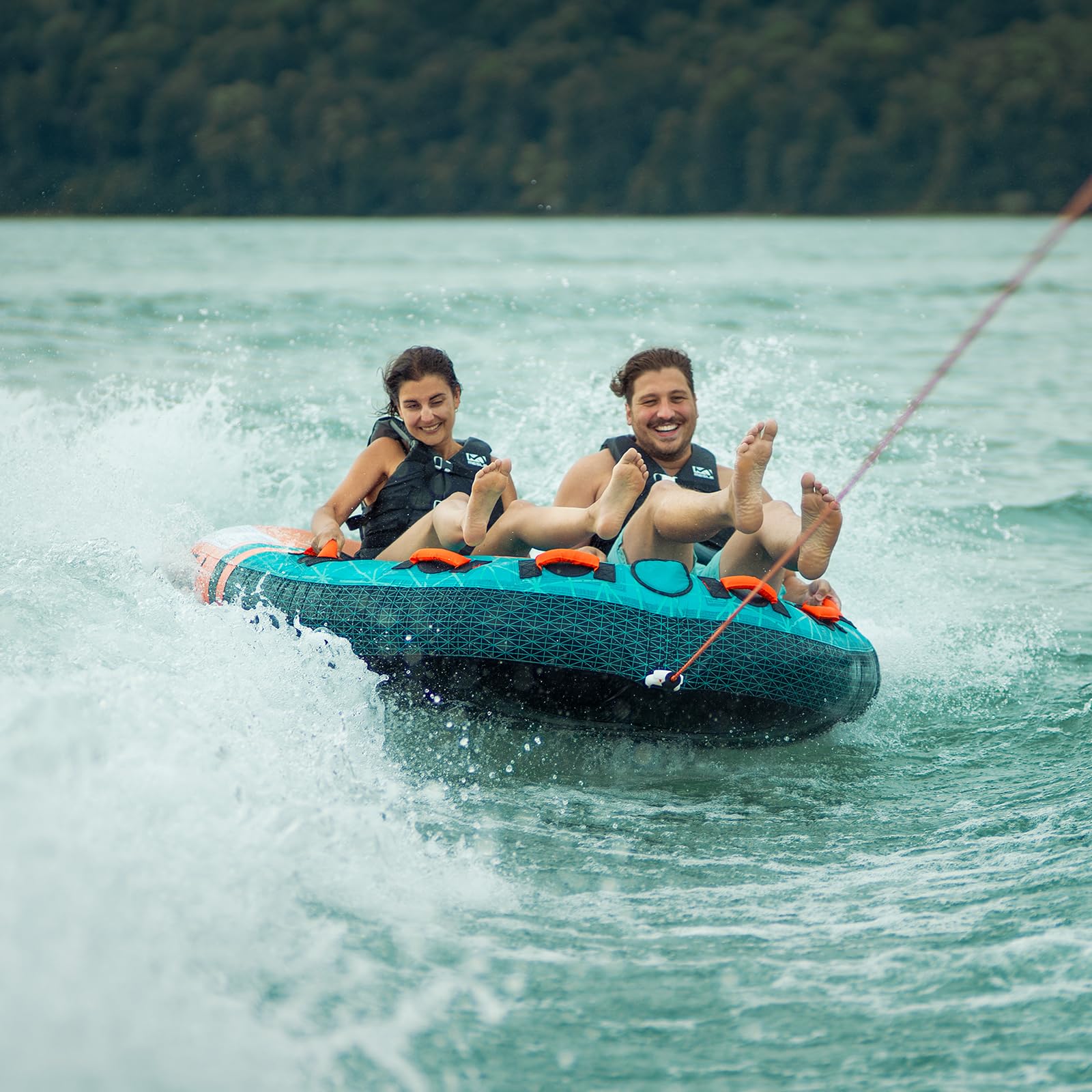 Mesle Funtube Gravity aufblasbarer Wasserreifen Towable Tube für 2-3 Personen mit Leine für Boot & Jetski