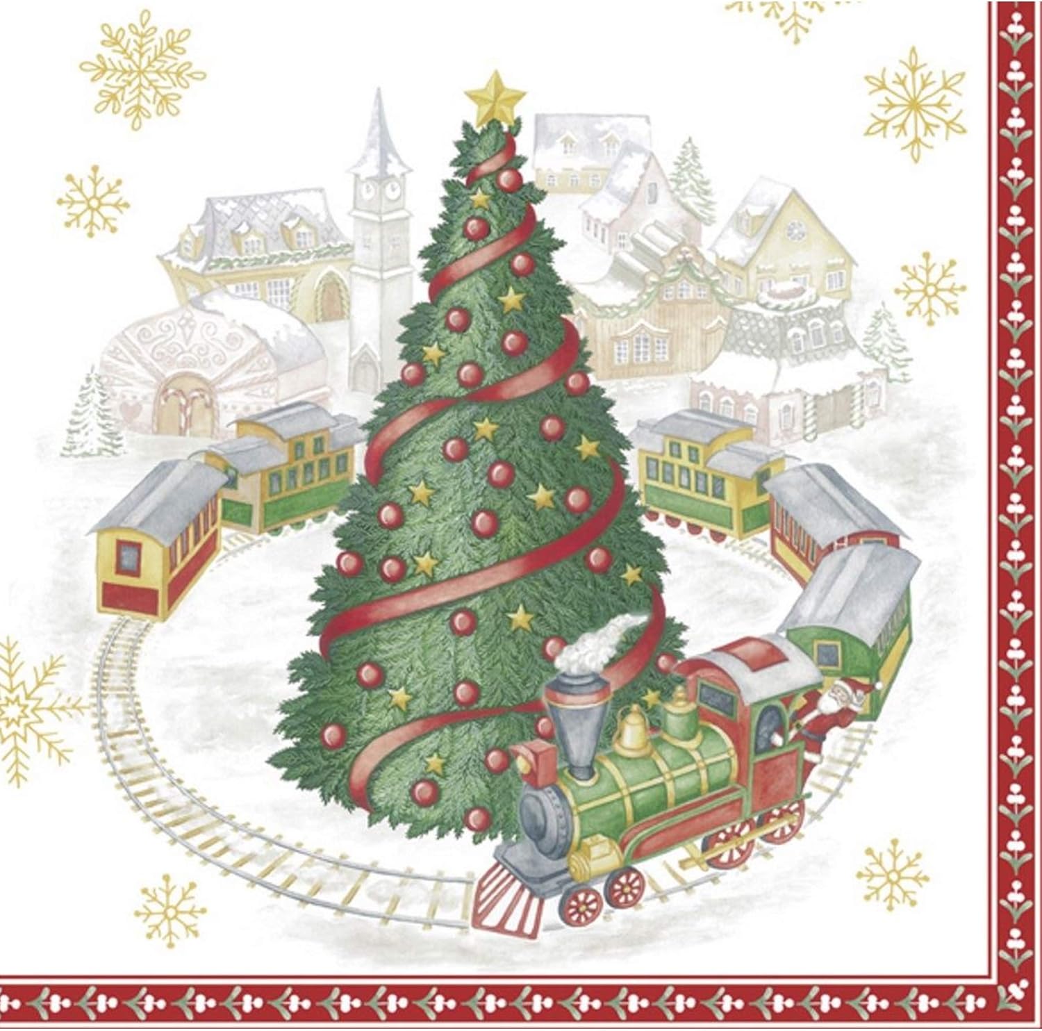 Villeroy & Boch 20 Luxury Xmas Paper Lunch Napkins- Christmas Train in Town