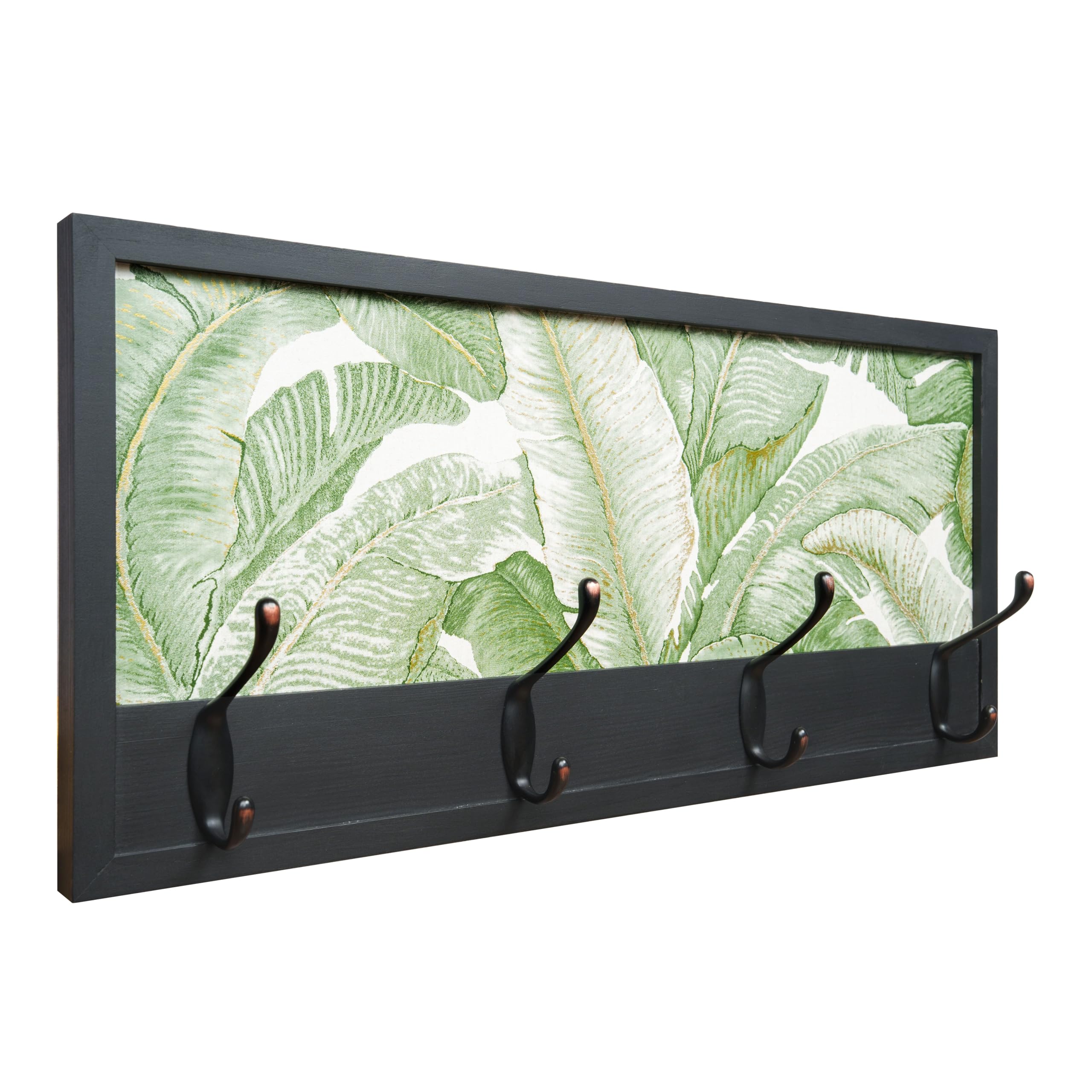 Perchero de Pared de Madera | 52×25 cm | Hecho en España | 4 Ganchos Dobles (8 Colgadores) para Ropa y Abrigos | Diseño Decorativo Funcional | Colgador Entrada, Salón, Oficina (Nature/Boho Negro)