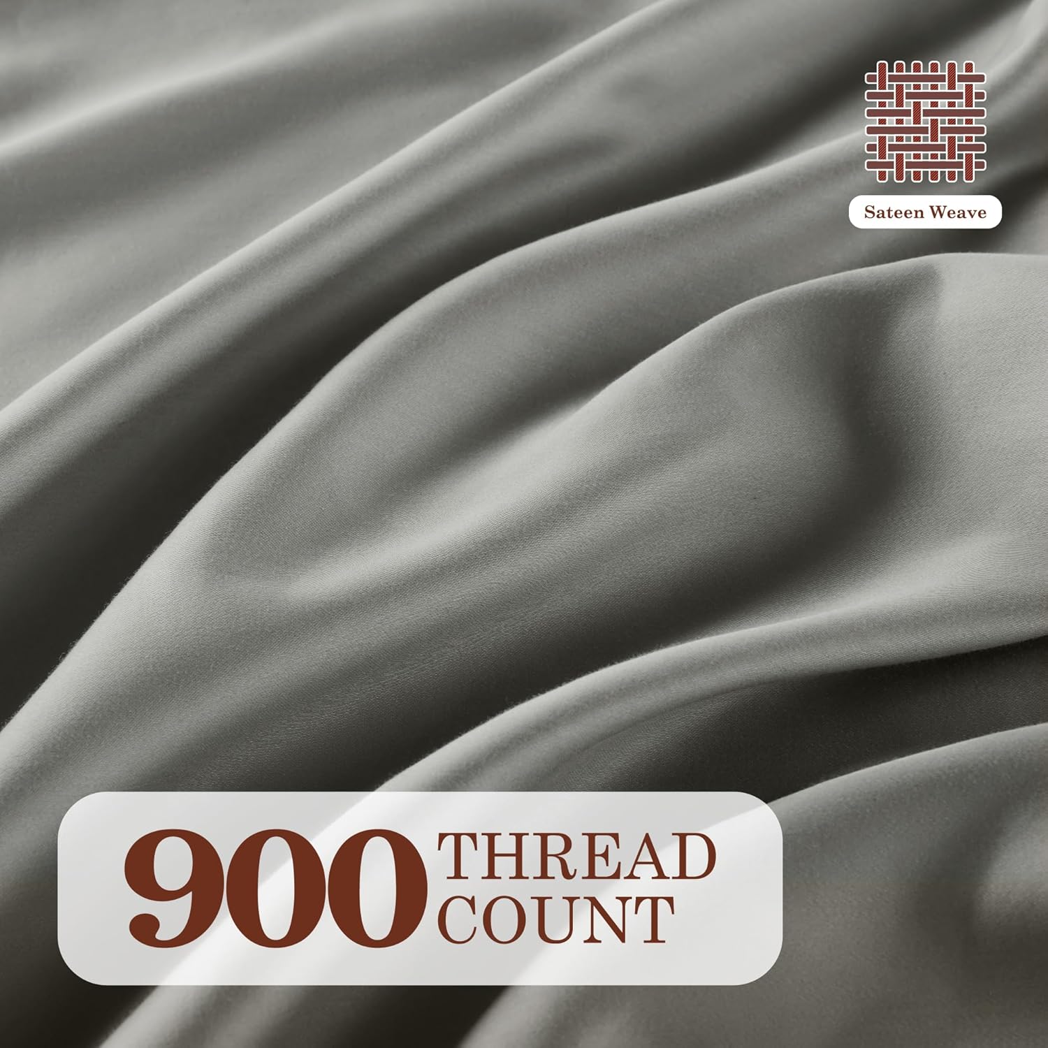 Hyde Lane 900 Thread Count Queen Sheet Set - Alpha Cotton™ Blend Technology - Extra Deep Pocket (18"-24") High Density Bedding - Wrinkle Free, Cooling & Crisp Hotel Luxury Sheets - Grey