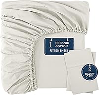 Vista 22 de LANE LINEN Sábanas ajustadas tamaño full, 100% algodón orgánico, juego de 3 piezas (1 sábana ajustada, 2 fundas de almohada), tejido percal, sábanas