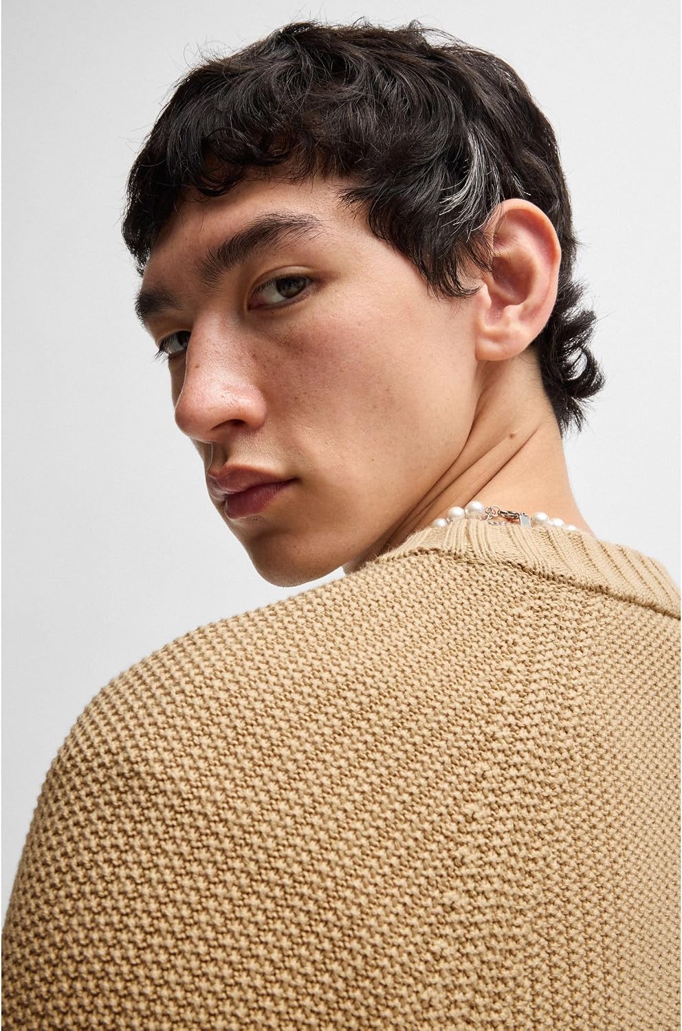 HUGO Men's Ribbed Regular Fit Knit Sweater