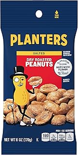 Planters Dry Roasted Peanuts, 6 oz Bag (Pack of 12)