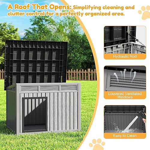 Miniatura 4 de Fancyango Casa grande para perros para interiores y exteriores, resistente a la intemperie y techo extraíble, se adapta a perros pequeños a grandes