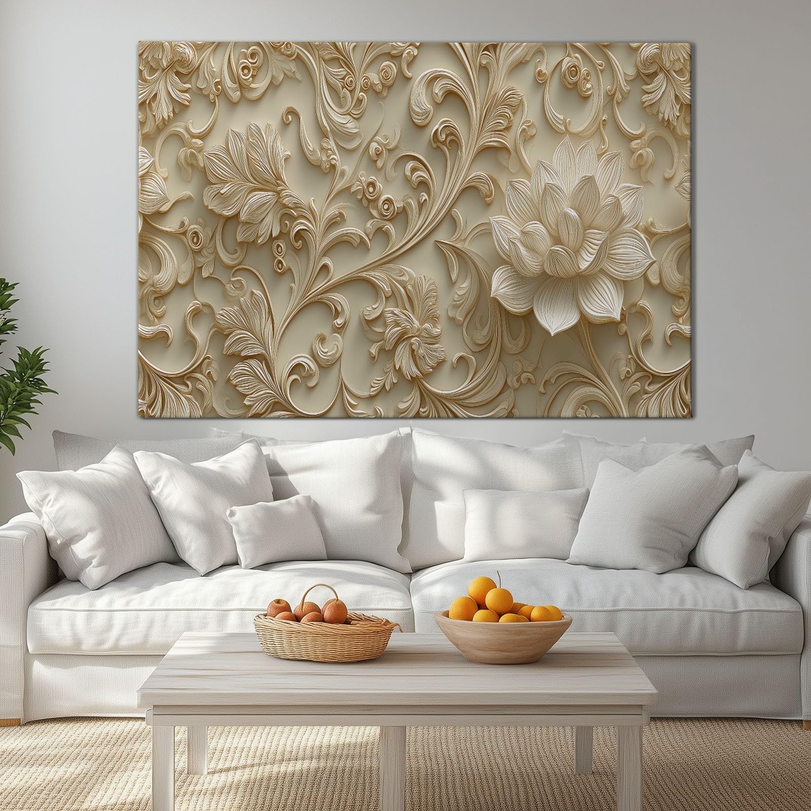 Genérico Cuadros en Lienzo con Marco Relieves Flores Vides 70x50cm Cuadro Decoracion, Arte para Pared, Laminas Decorativas Grande XXL para Dormitorio Salon Baño Pasillo Hogar