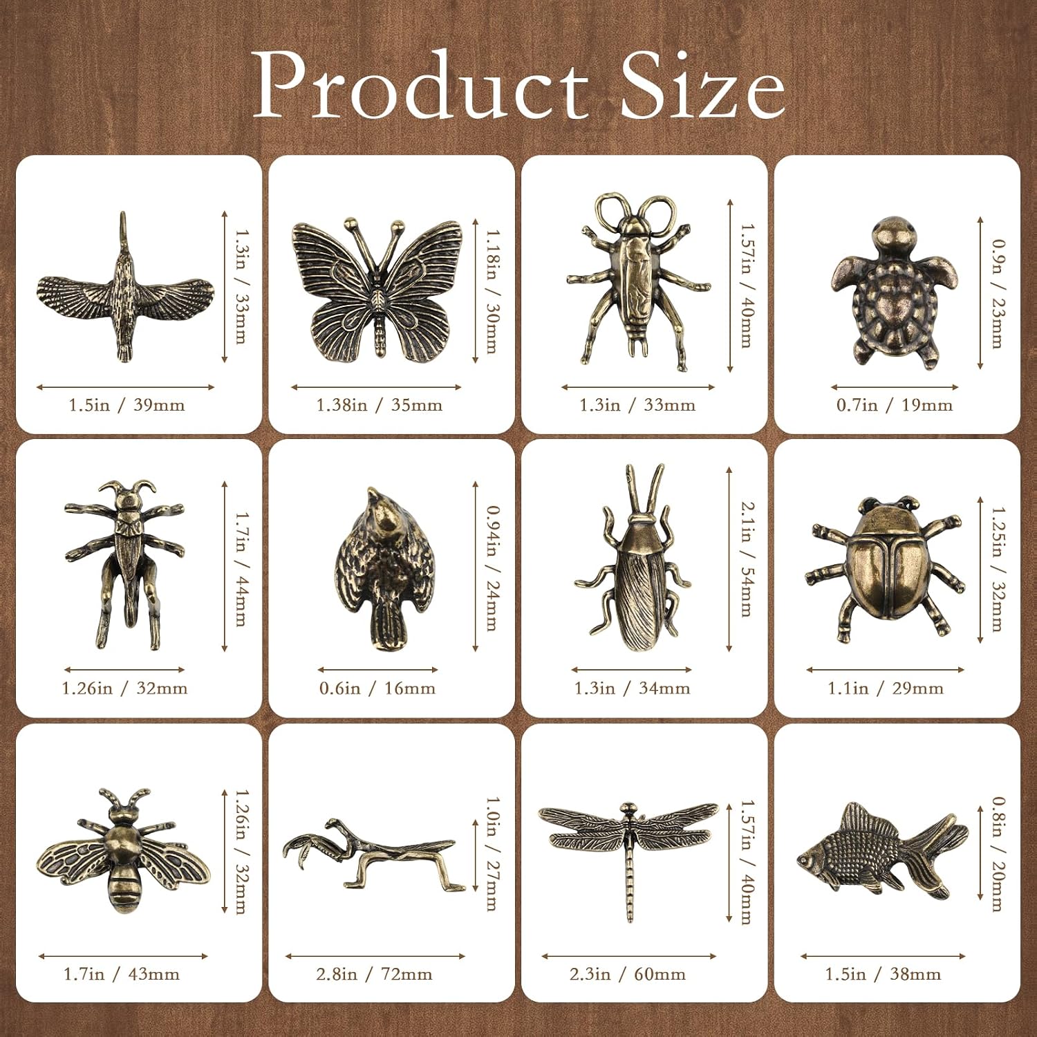 12 Pcs Vintage Brass Animal Figurines Tea Ceremony Accessories image 2