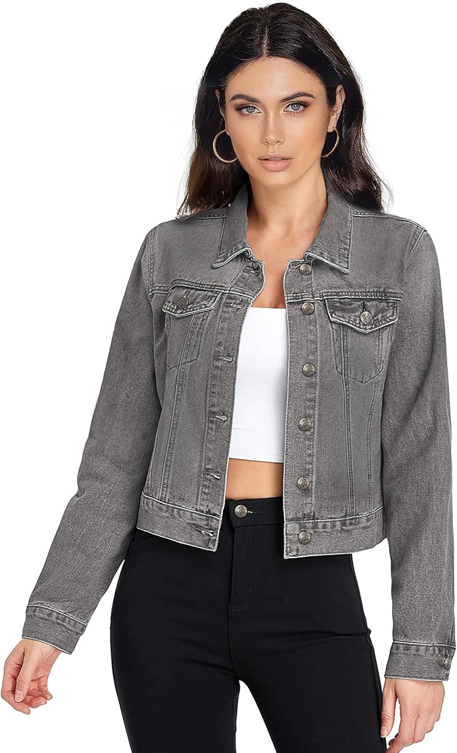 Hybrid & Company Women's Long Sleeve Denim Jackets Basic