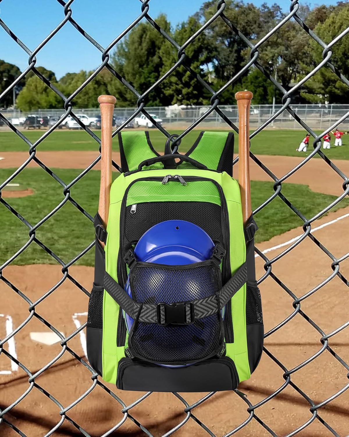Large Baseball Backpack for Adult Youth 42L Softball Bat Bag with Detachable Adjustable Helmet Mesh Pocket Fit Basketball Soccer Volleyball Baseball Equipment Bag for Men Women 12+ Boys Girls