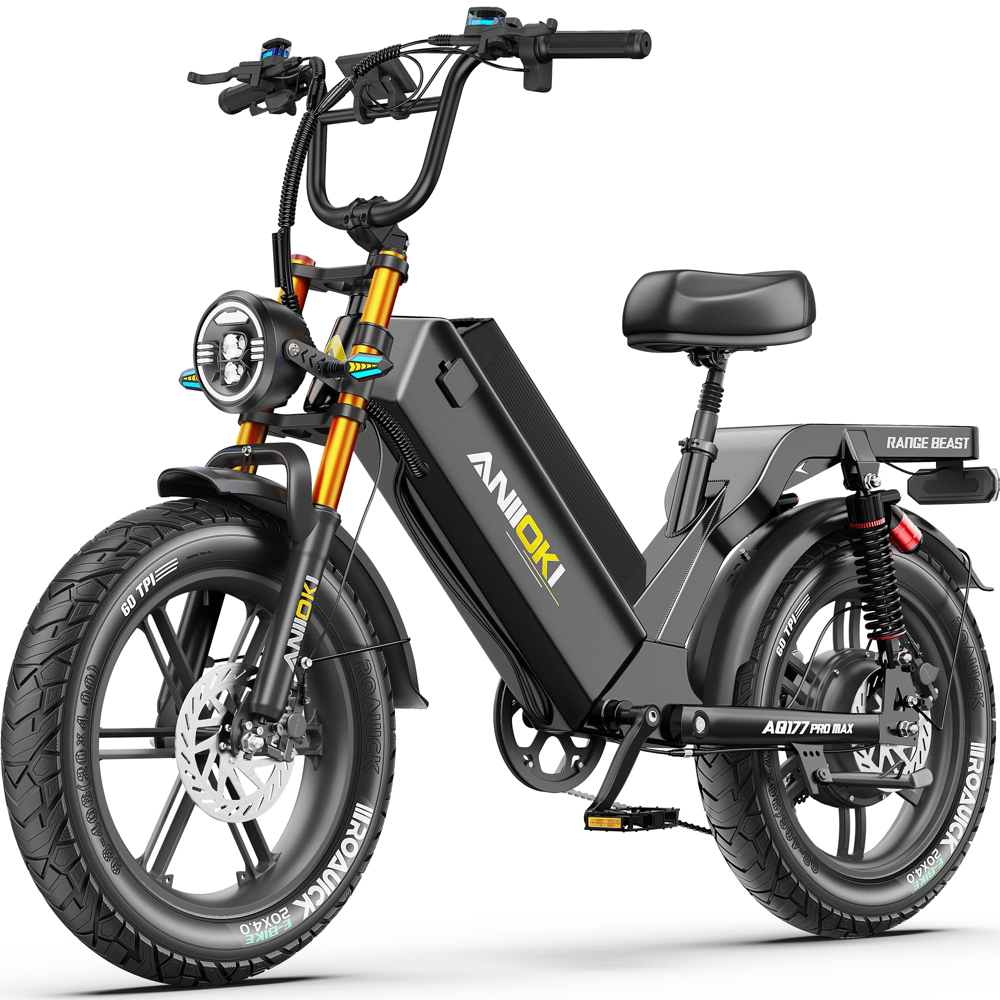 ANIIOKI 4000W Electric Bike for Adults,60V 60/70Ah Removable Battery,200 Miles Long Range eBike, AQ177 Pro Max Electric Bike